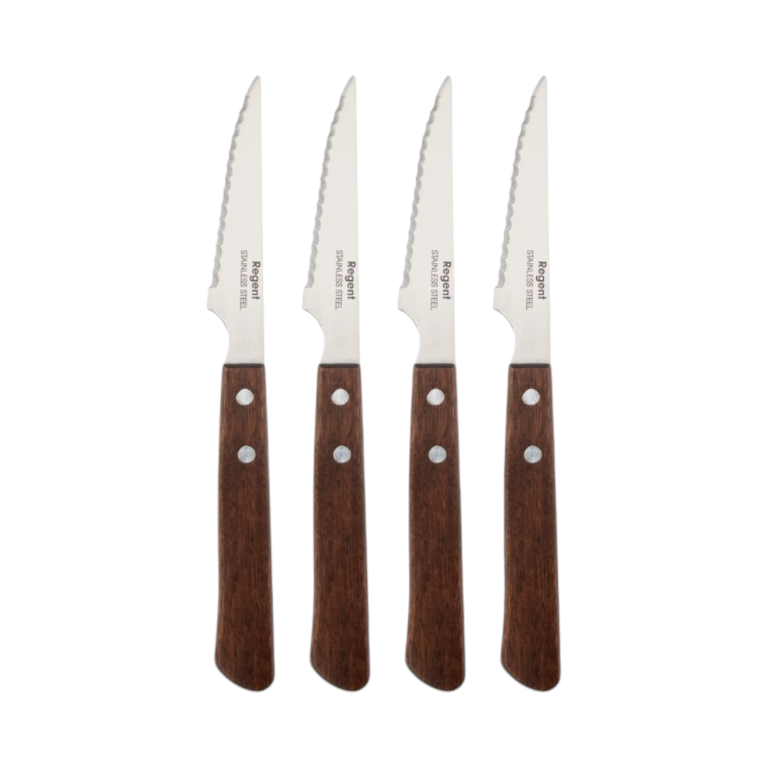 Regent Kitchen Steak Knives With Wooden Handle 4pcs