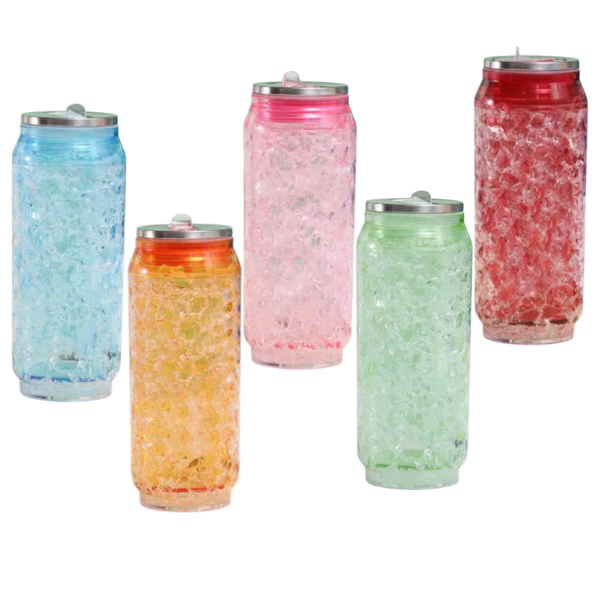 Crushed Ice Design Drinking Can Bottle 450ml BPA Free Double Layer Plastic