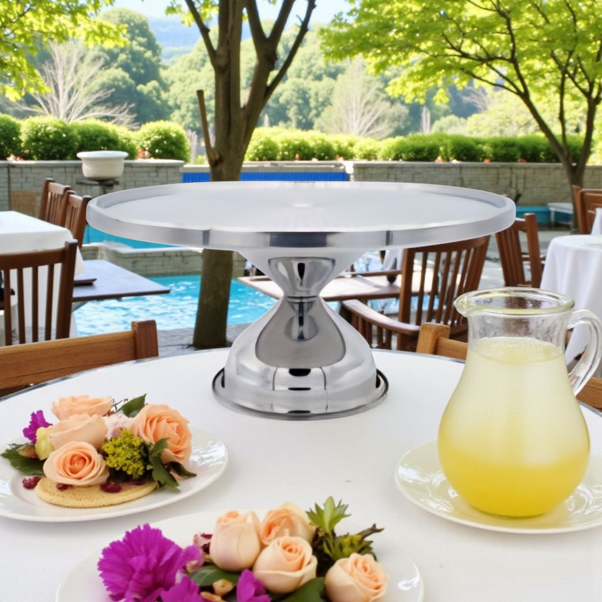 High Patisserie Cake Server Stand Footed - Stainless Steel 30x16cm SGN052