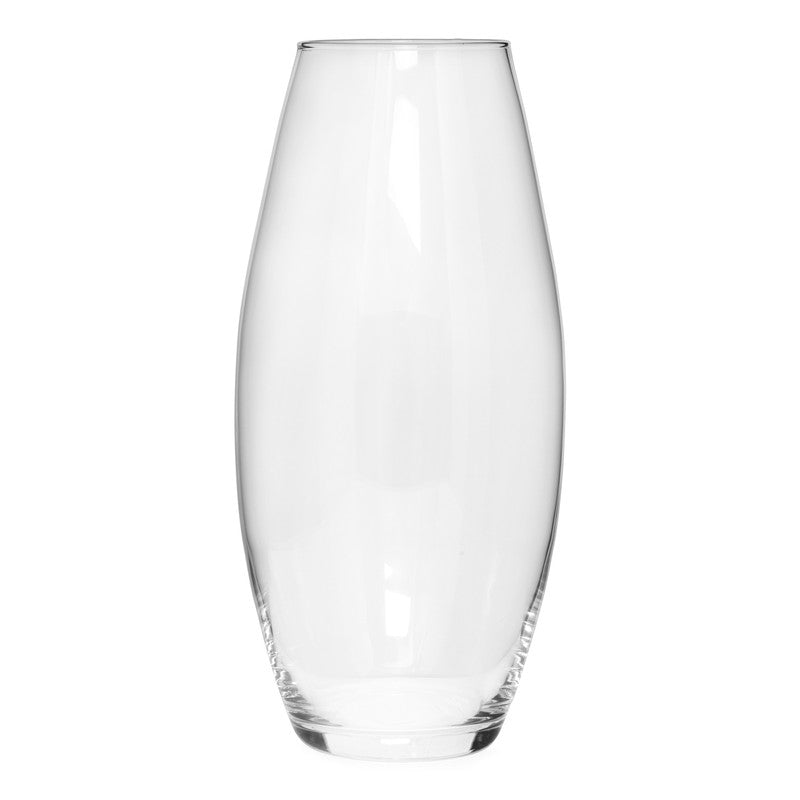 V Shaped Clear Glass Vase Barrel 25x12cm