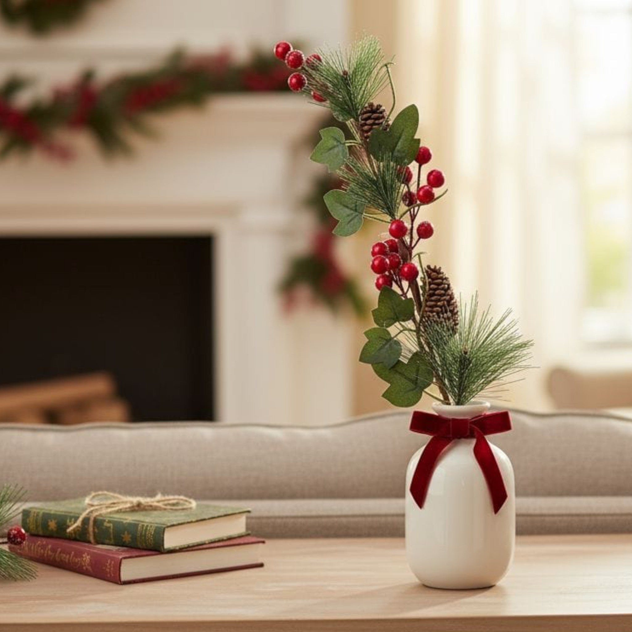 Holy Pick Frosted Decorative Berries Christmas Artificial Flower