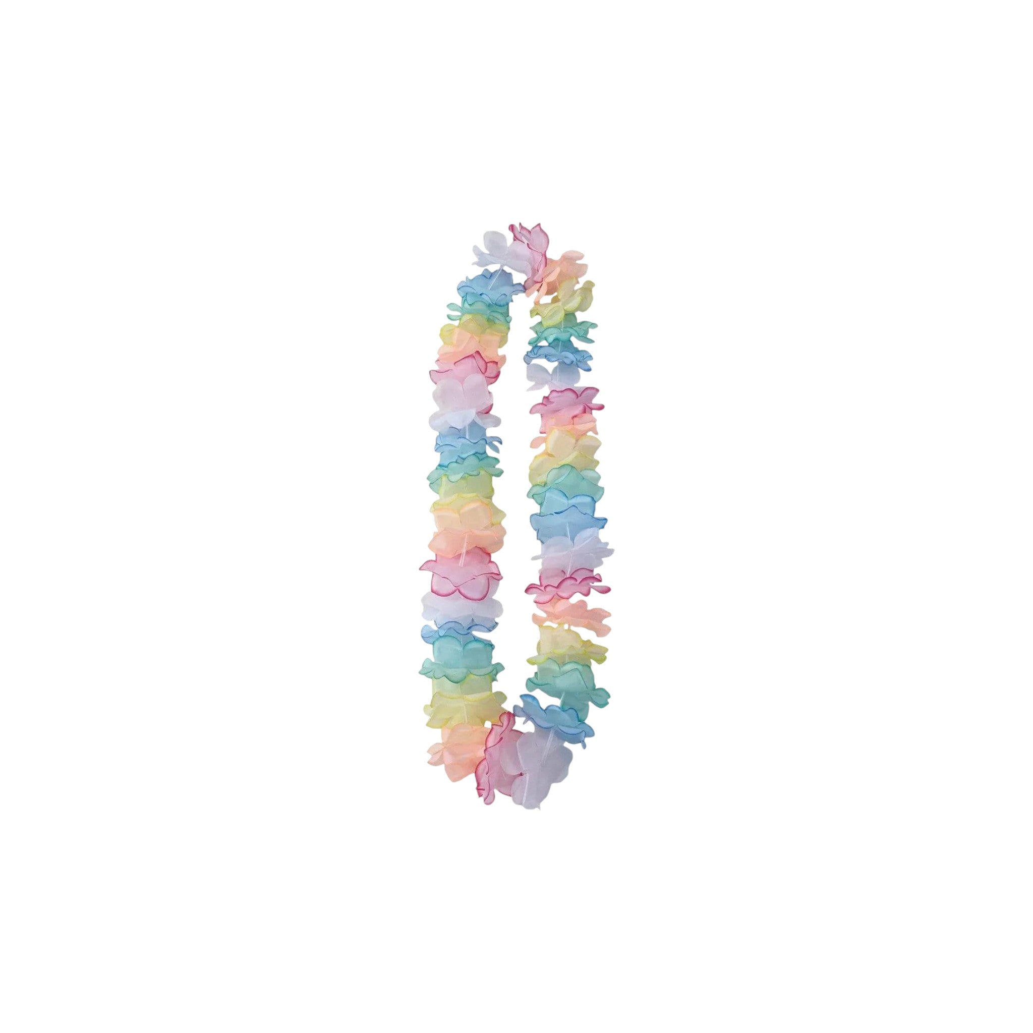 Hawaiian Multicolor Pastel Flower Lei Necklace