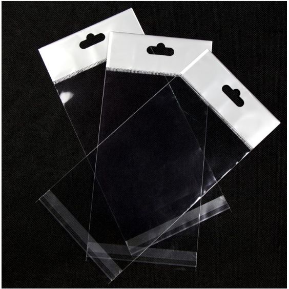 Polyprop Cellophane Selfseal Bags 10.5x21cm Euro Slot Hole 100pack