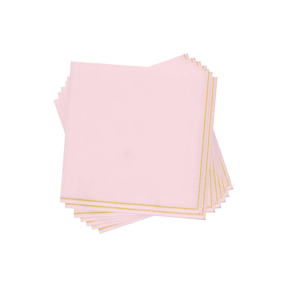 Luncheon Napkin Paper Serviettes Pink with Gold 33x33cm 16pack