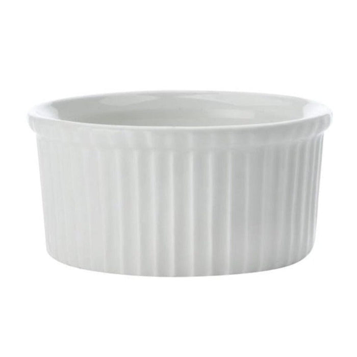 Ramekin Ceramic Ribbed 3.5inch White Baking Round Bowl