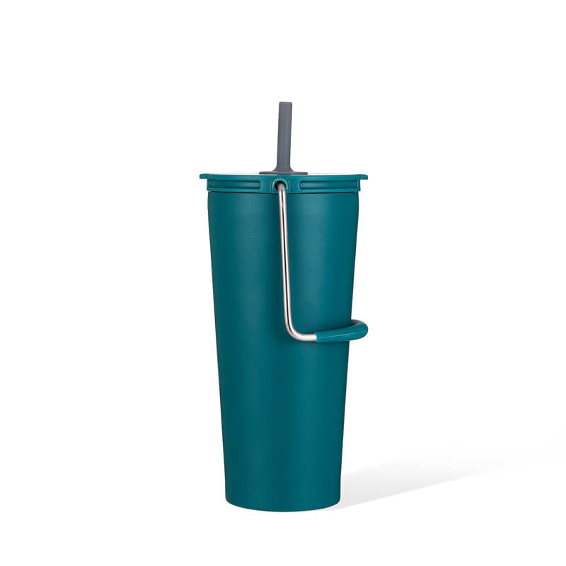 600ml Insulated Straw Cup Flask with Handle Thermal Water Bottle