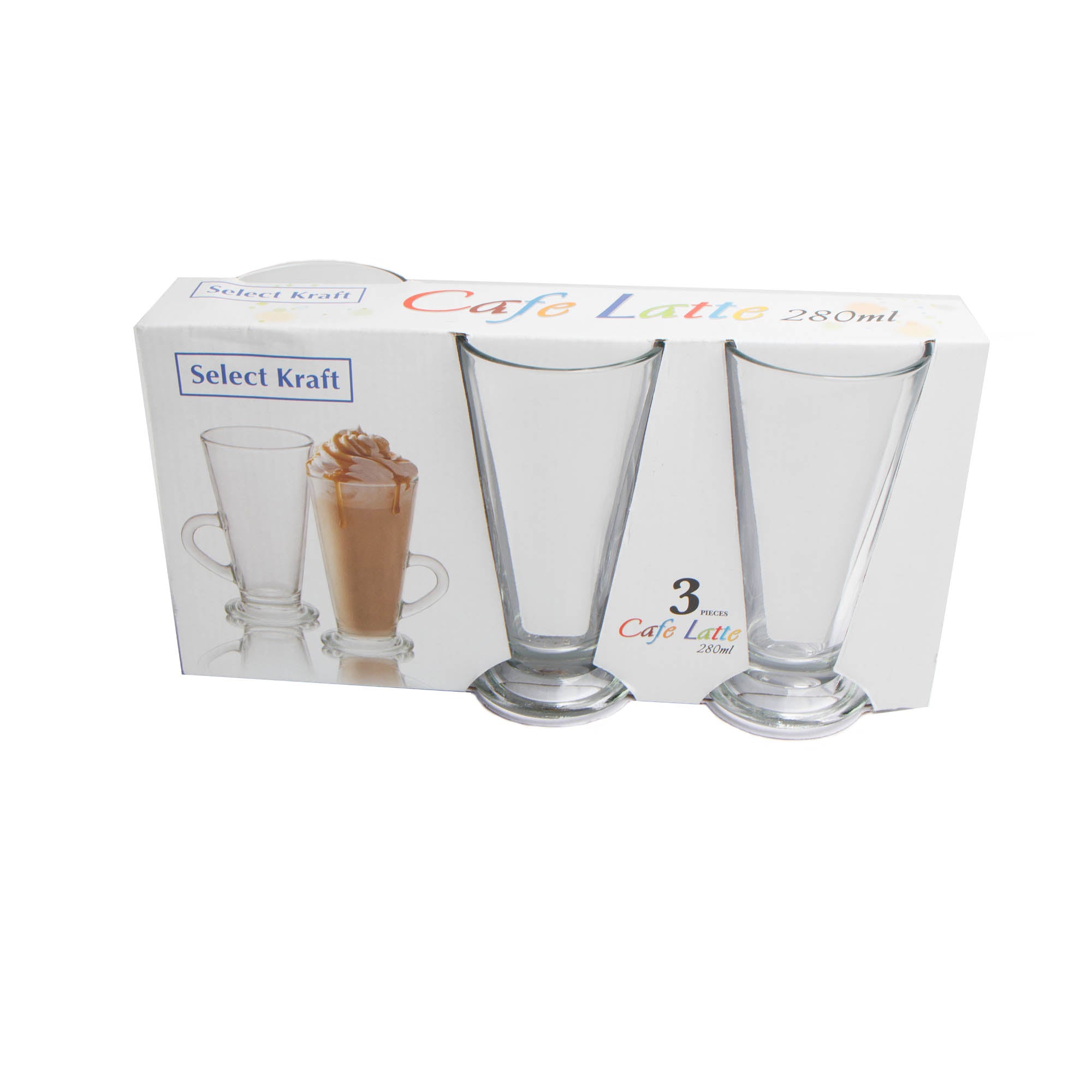 Glass Latte Coffee Mug 280ml 3pack