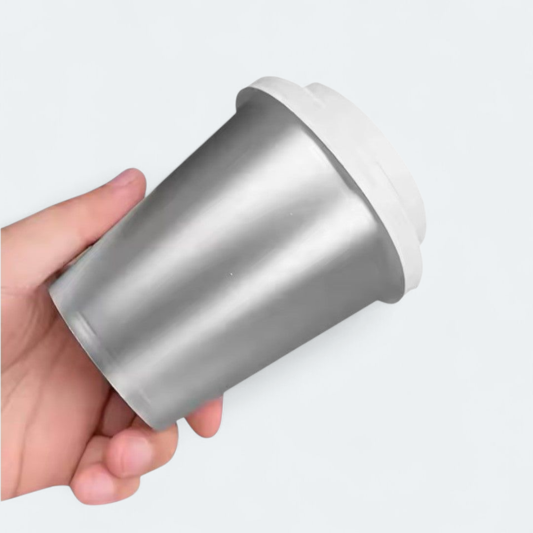Disposable PP Drinking Silver Cup with White Sipper Lid