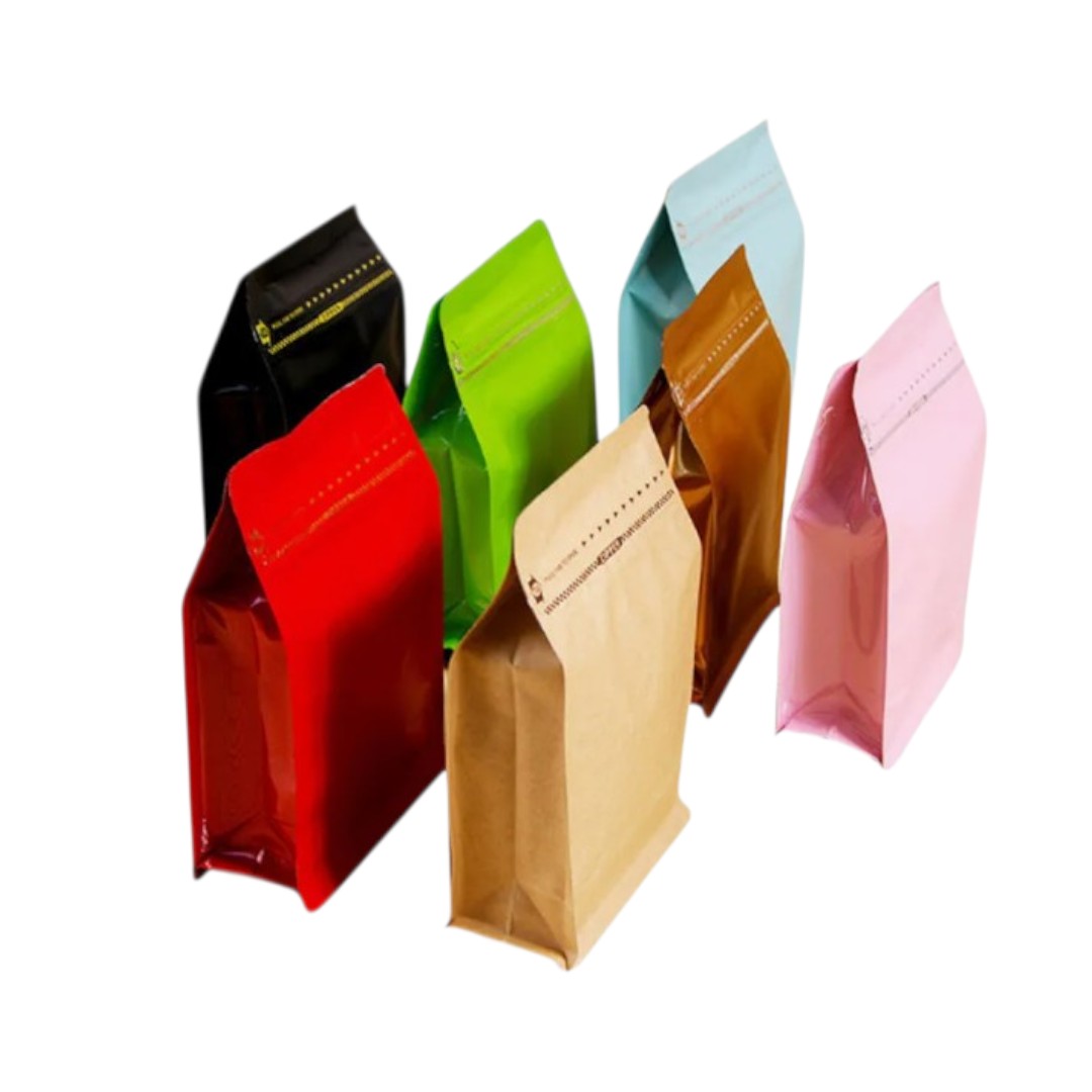 Aluminium Metalized Stand-up Coffee Bean Pouch Bag Bottom  Gusset Landscape - Vacuum Seal Pull-tab with Air Valve Resealable 10Pack