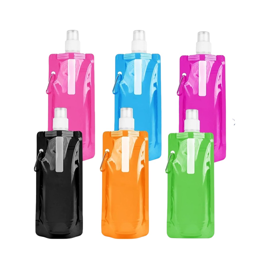 500ml Foldable Drinking Travel Pouch Bag with Pushup Spout & Hanging Clip