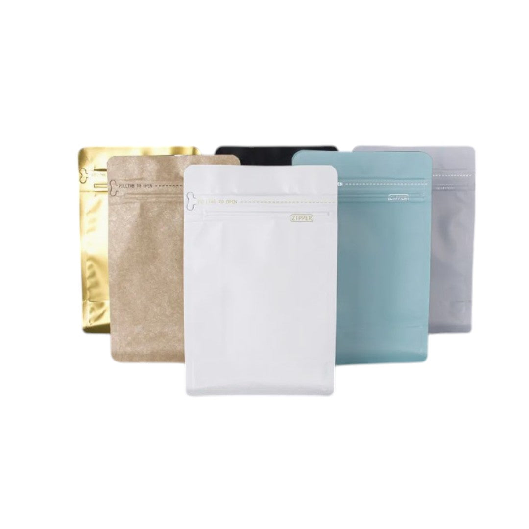 Aluminium Metalized Stand-up Coffee Bean Pouch Bag Side Gusset with Flat Bottom - Vacuum Seal Pull-tab with Air Valve Resealable 10Pack