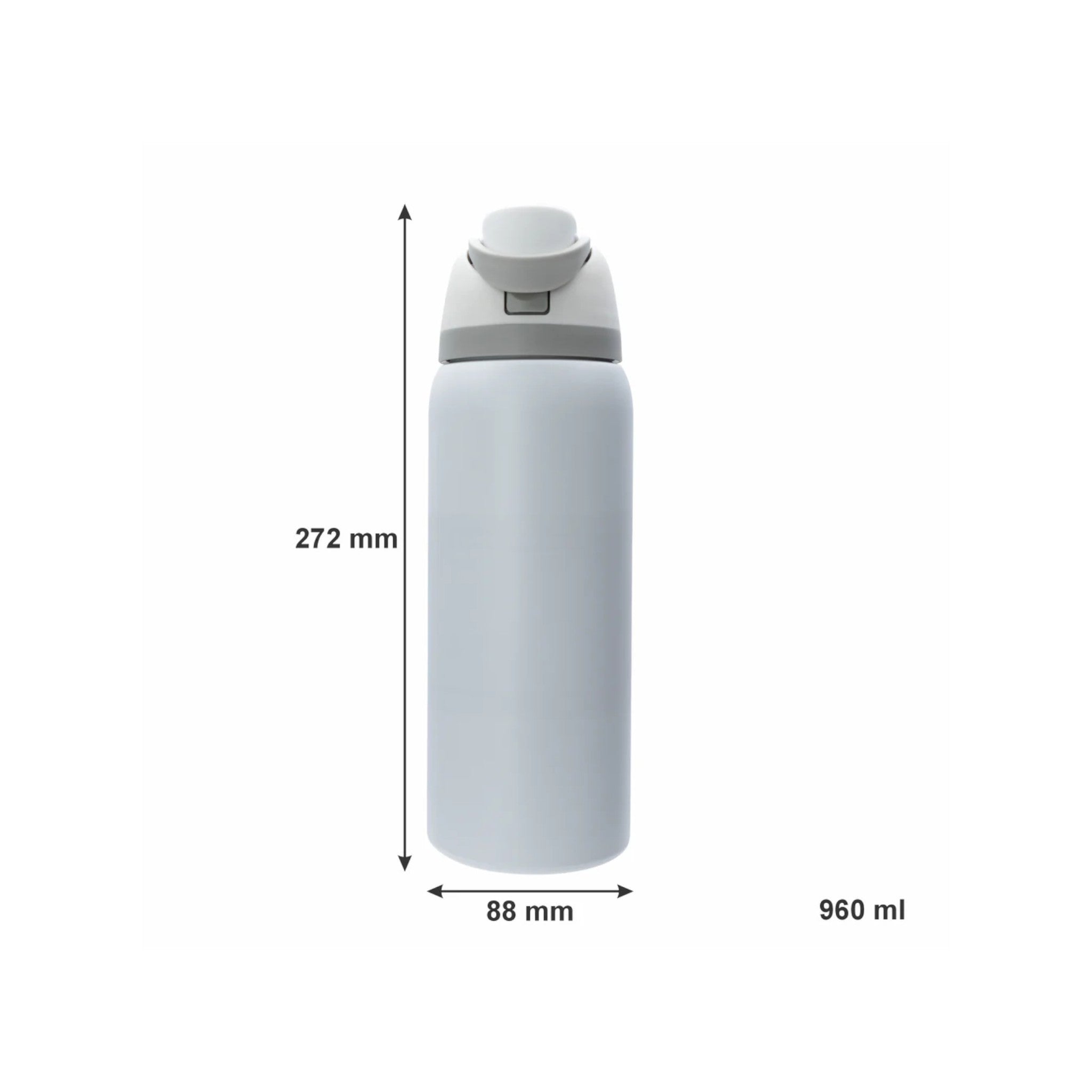 Regent Travel Vacuum Flask 960ml White Stainless Steel with Sip Straw