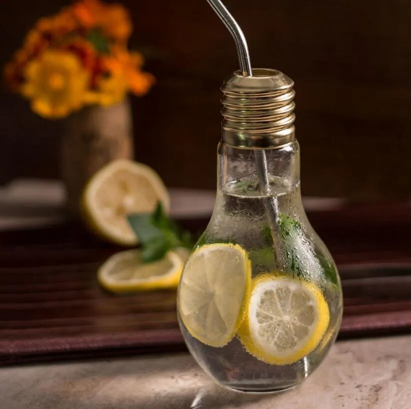 Glass Bulb Jar with Stainless Steel Straw In Box