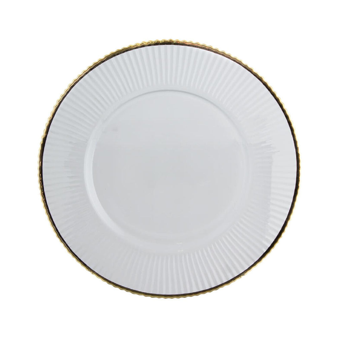 Shell White 25cm Ribbed Dinner Plate