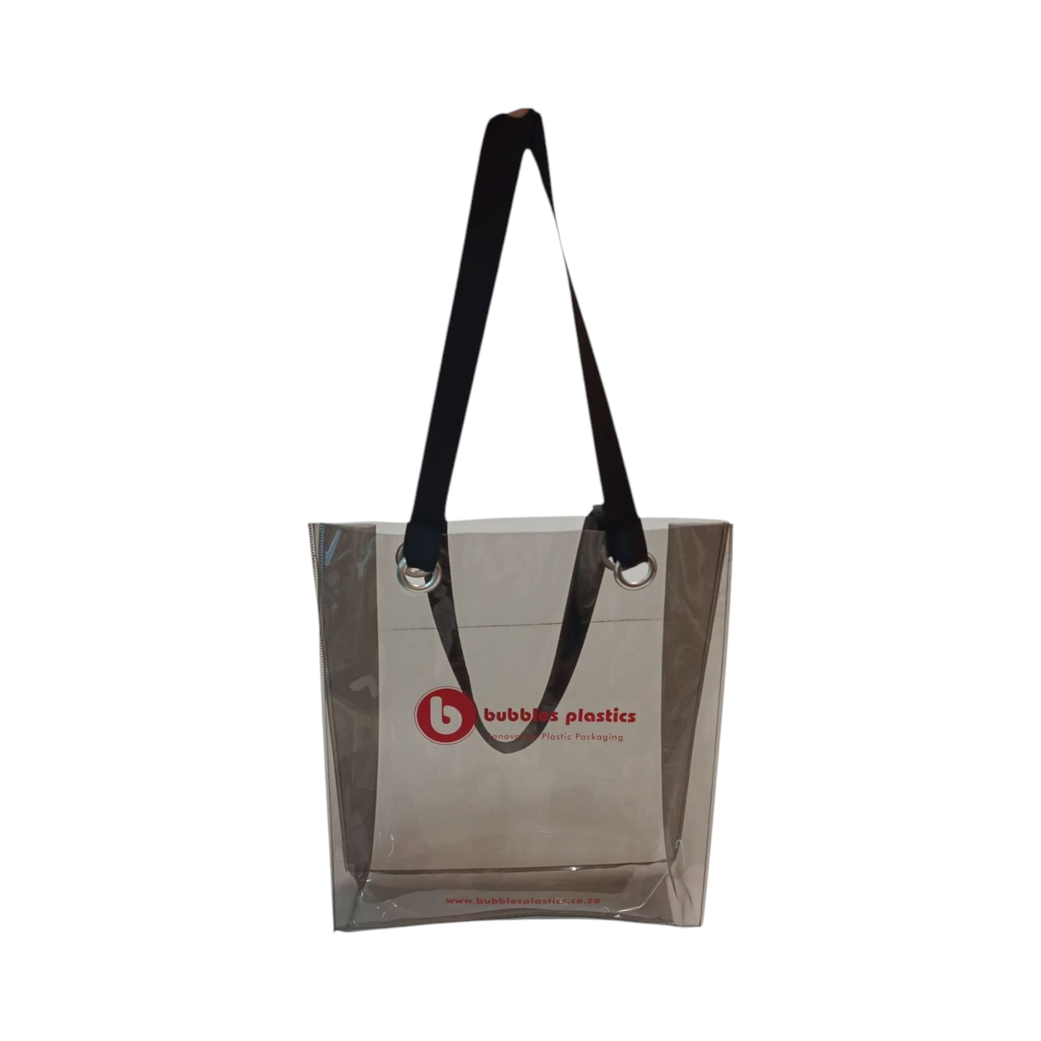 Bubbles Branded PVC Boutique Bag Black Transparent 32x34x9cm