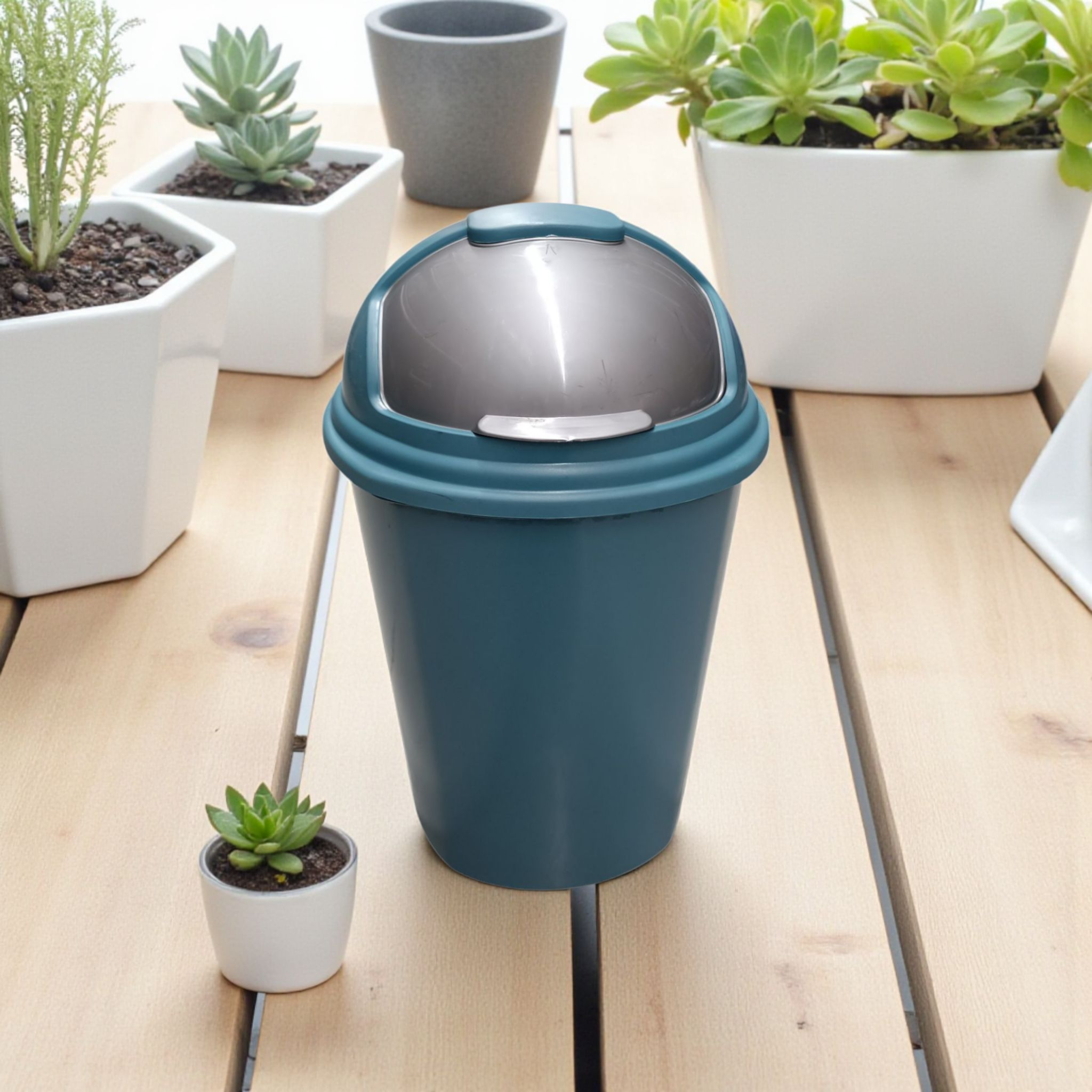 25L Contour Lift Office Waste Colour Dustbin Round Helmet Flip Top Lid Buzz