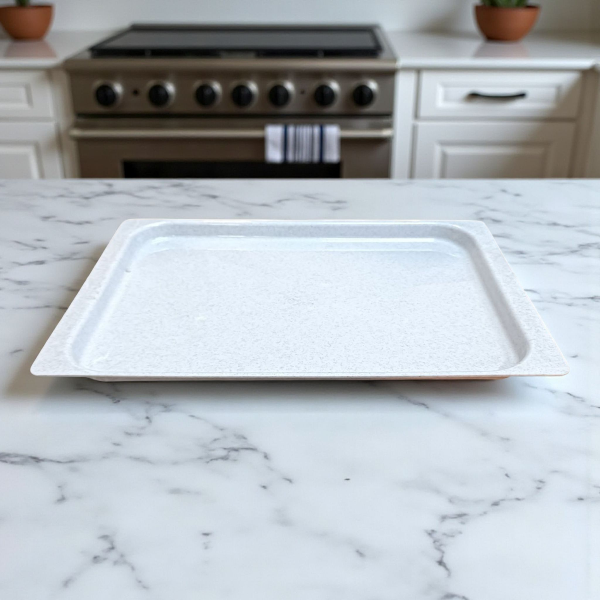 Granite Serving Tray 40x28cm Rectangular Plastic