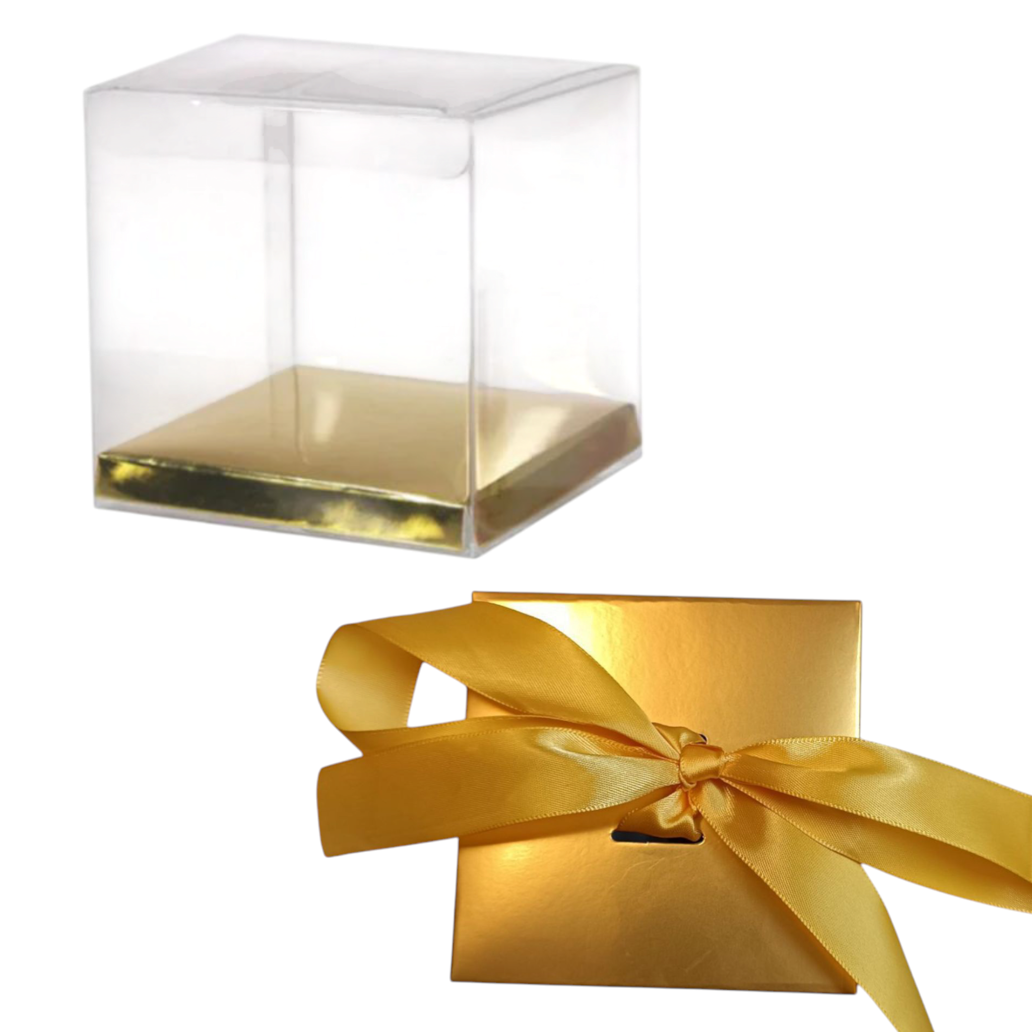 PVC Gift Box Clear with Gold Cardboard Base & Lid