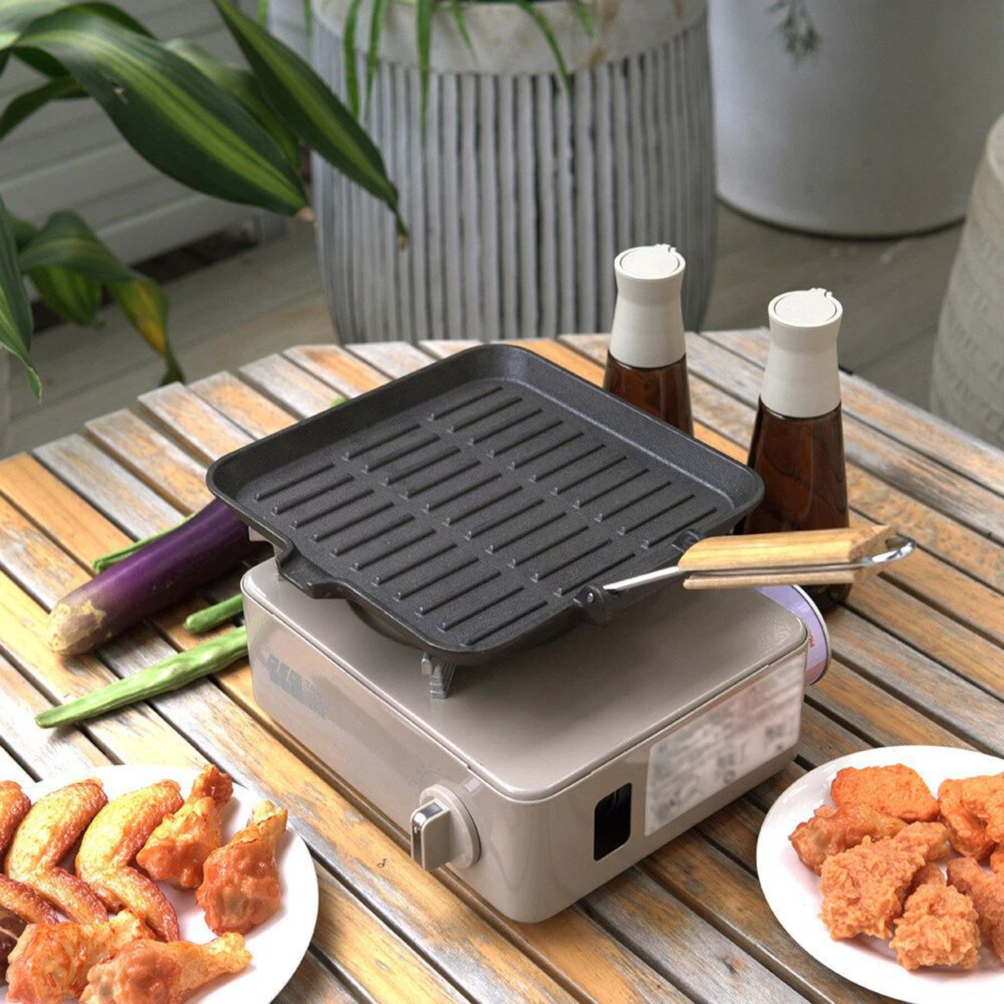 Totai Cast Iron Portable Folding Handle Pan 22x22cm