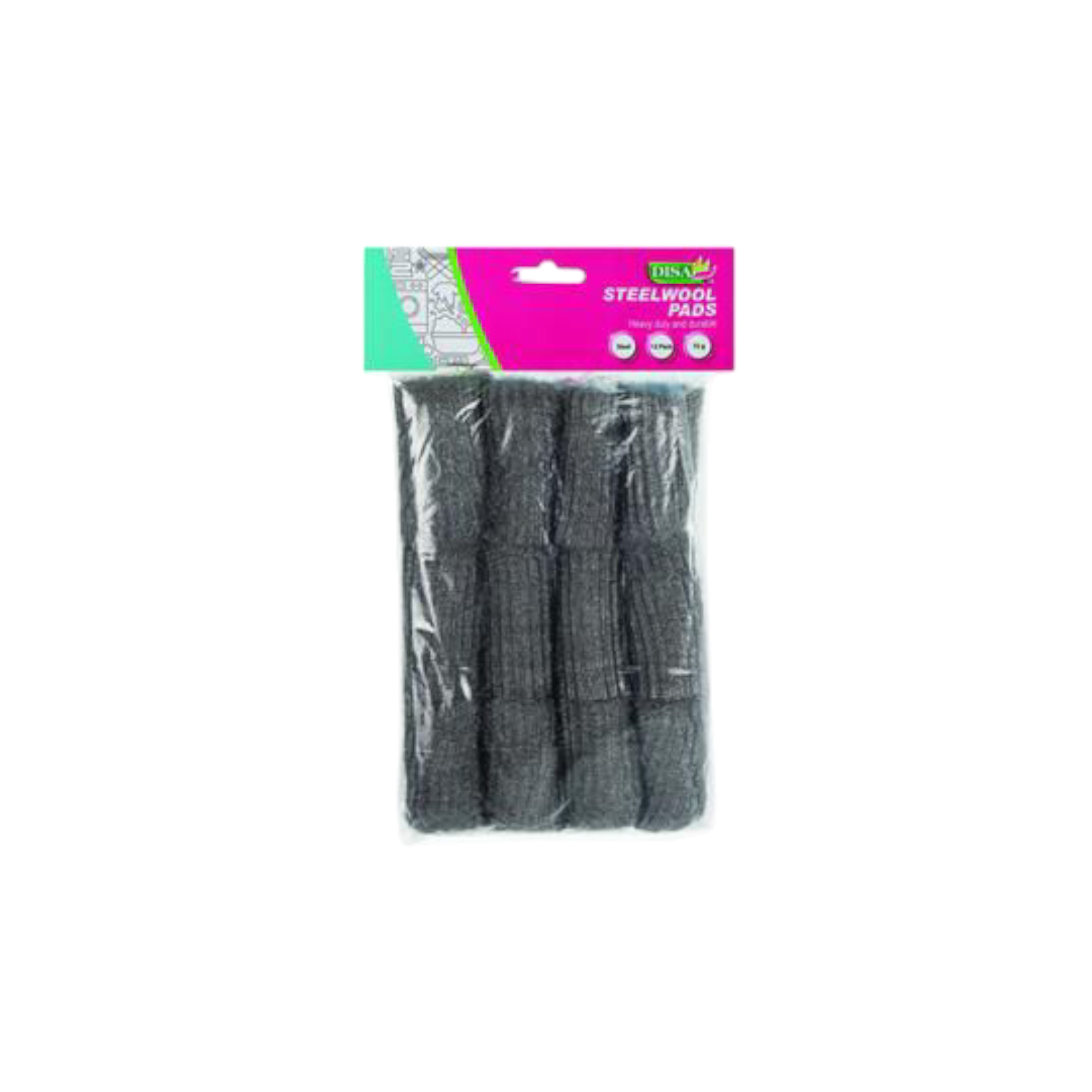 Scourer Pads Steelwool 72g Hs 12pc