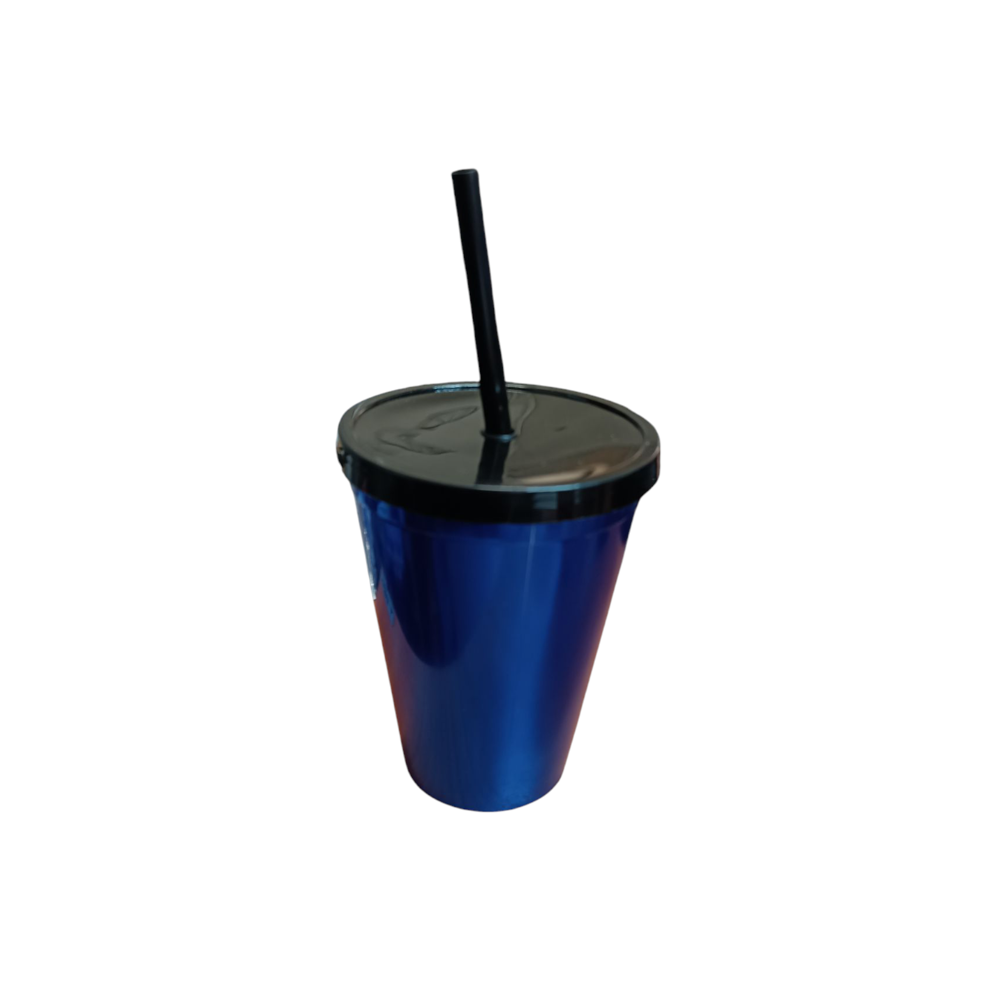 420ml Reusable Metallic Drinking Cup Tumbler with Lid & Straw