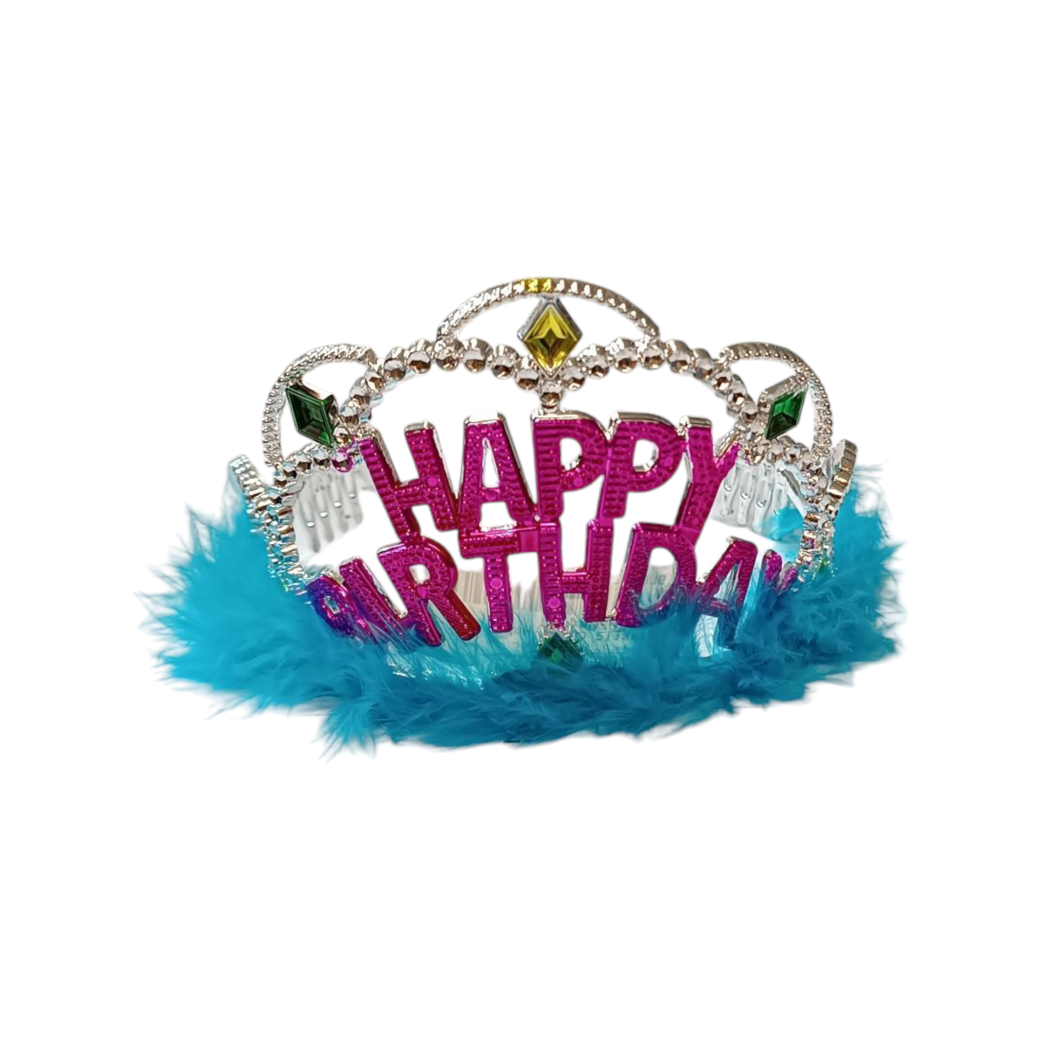 Plastic Crown Happy Birthday Feather