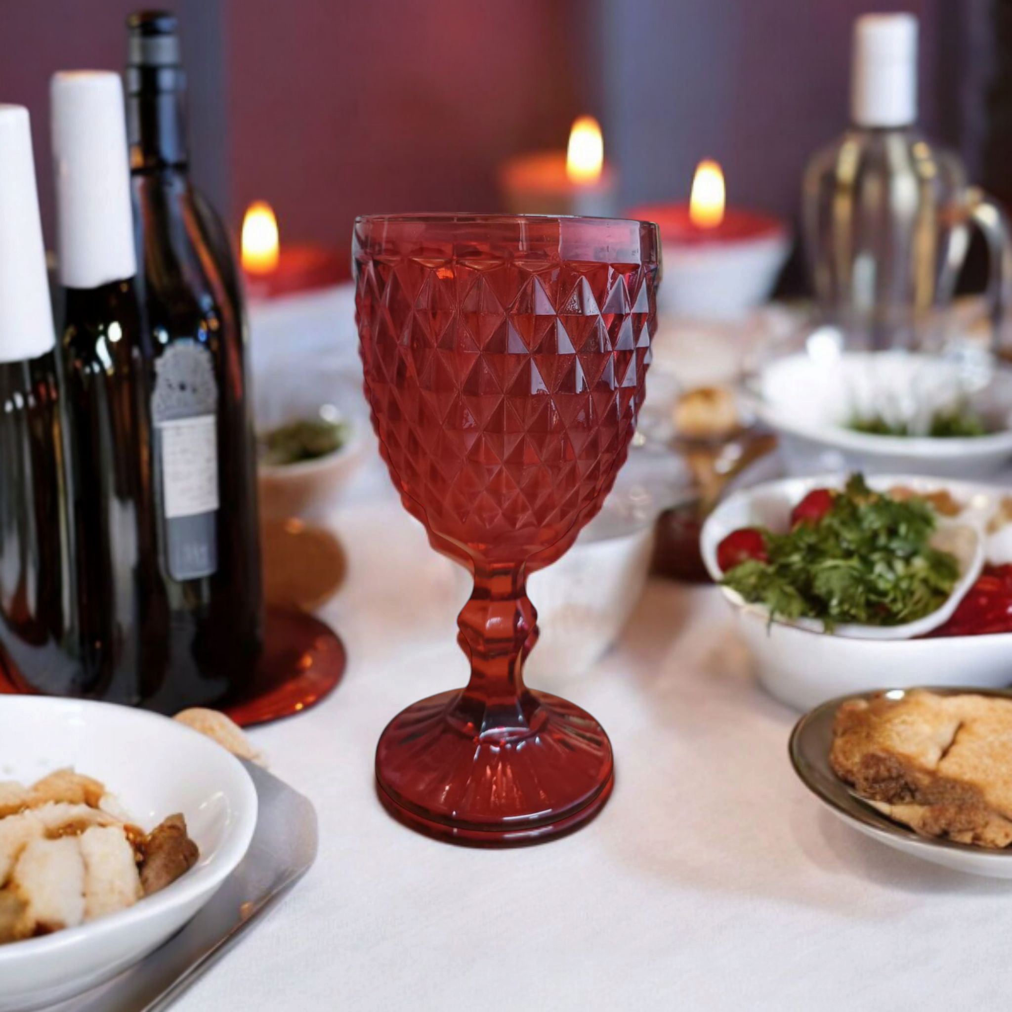 Diamond Libbey Glass Tumbler Stemmed 6pack