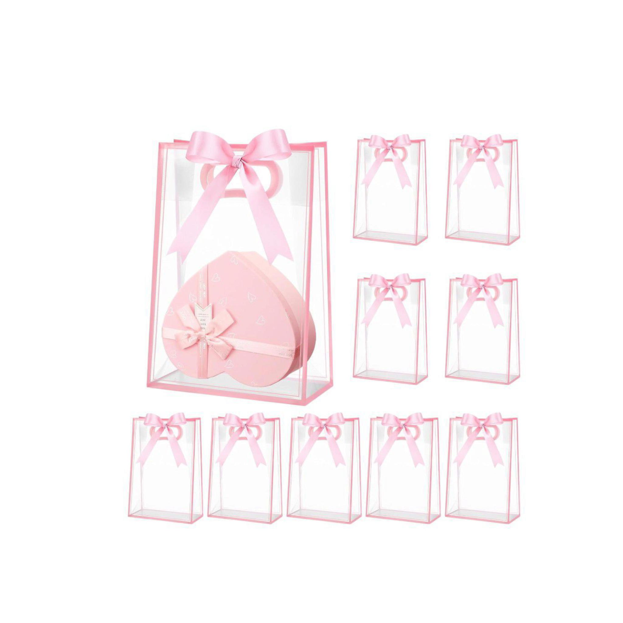 PVC Boutique Gift Shopping Bags with Color Border & Die Cut Handle 35x24x10cm