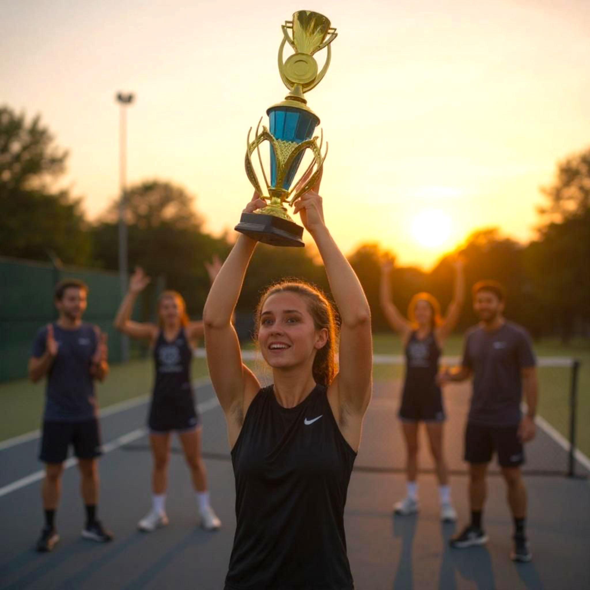 Gold and Blue Plastic Trophy Cup with Black Base 44cm