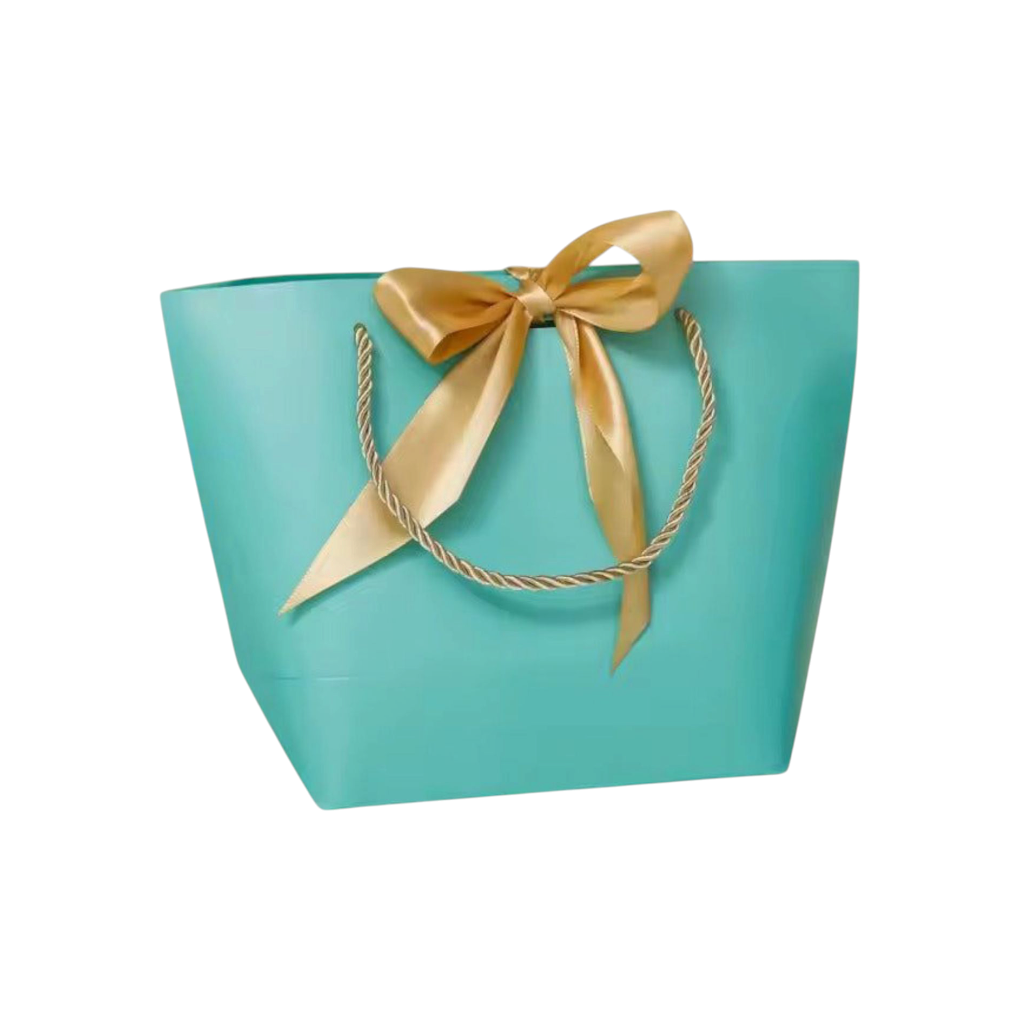Designer Gift Paper Bag with Gold String Handle & Ribbon