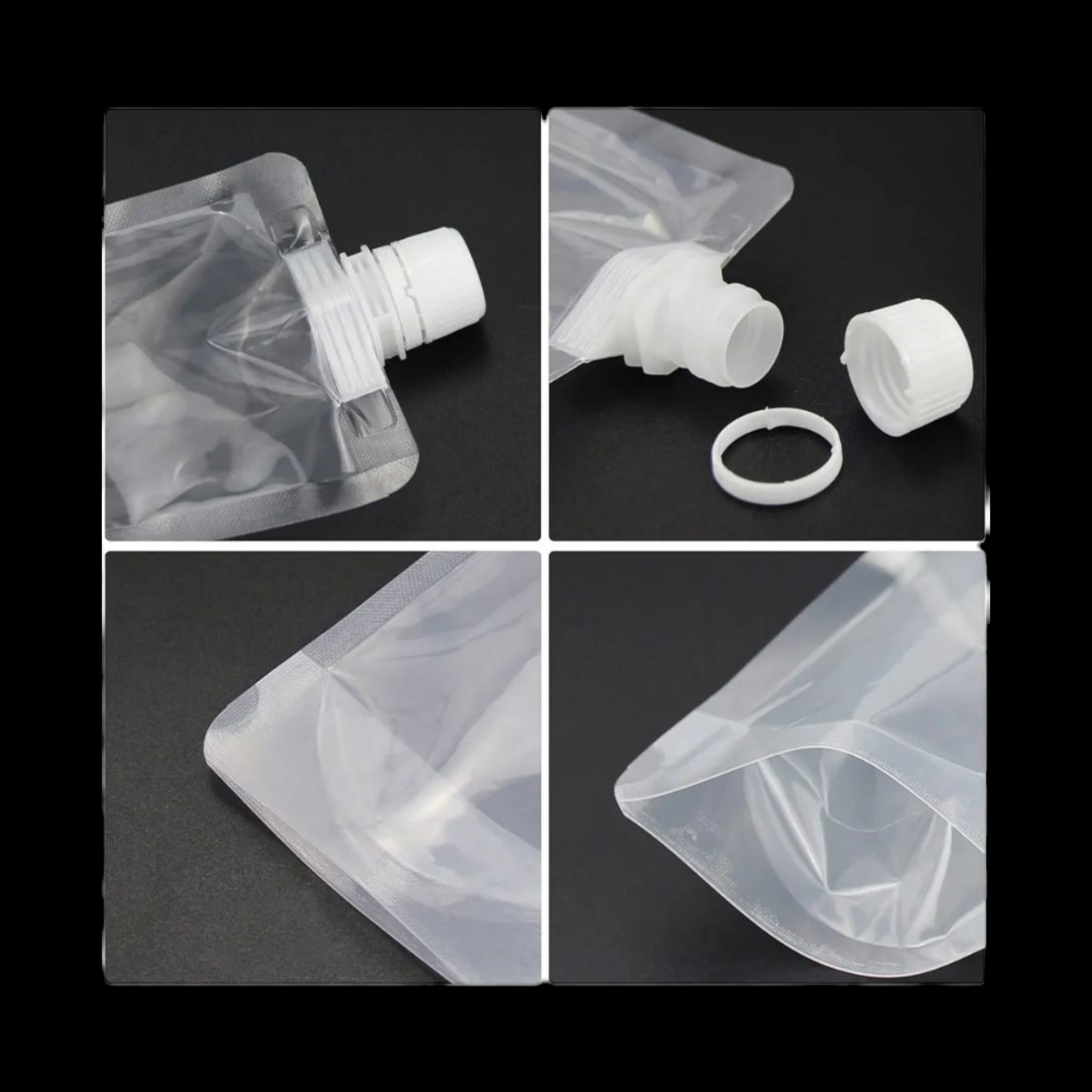 Stand-Up Drink Pouch Bag 500ml Clear with Spout  13x19x3.5cm 100mic Resealable Beverage Packaging