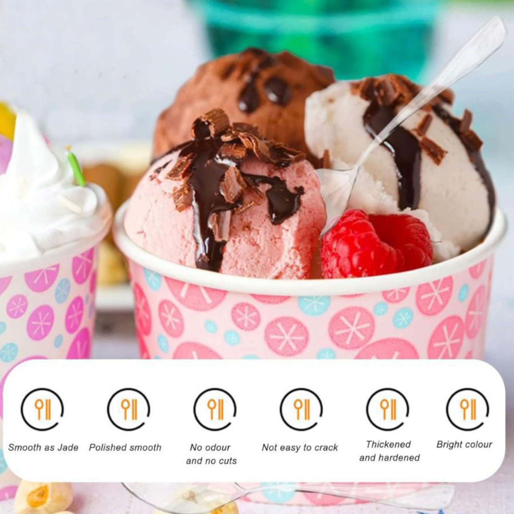 Acrylic Dessert Spoons Clear 9.5x2cm 100pack