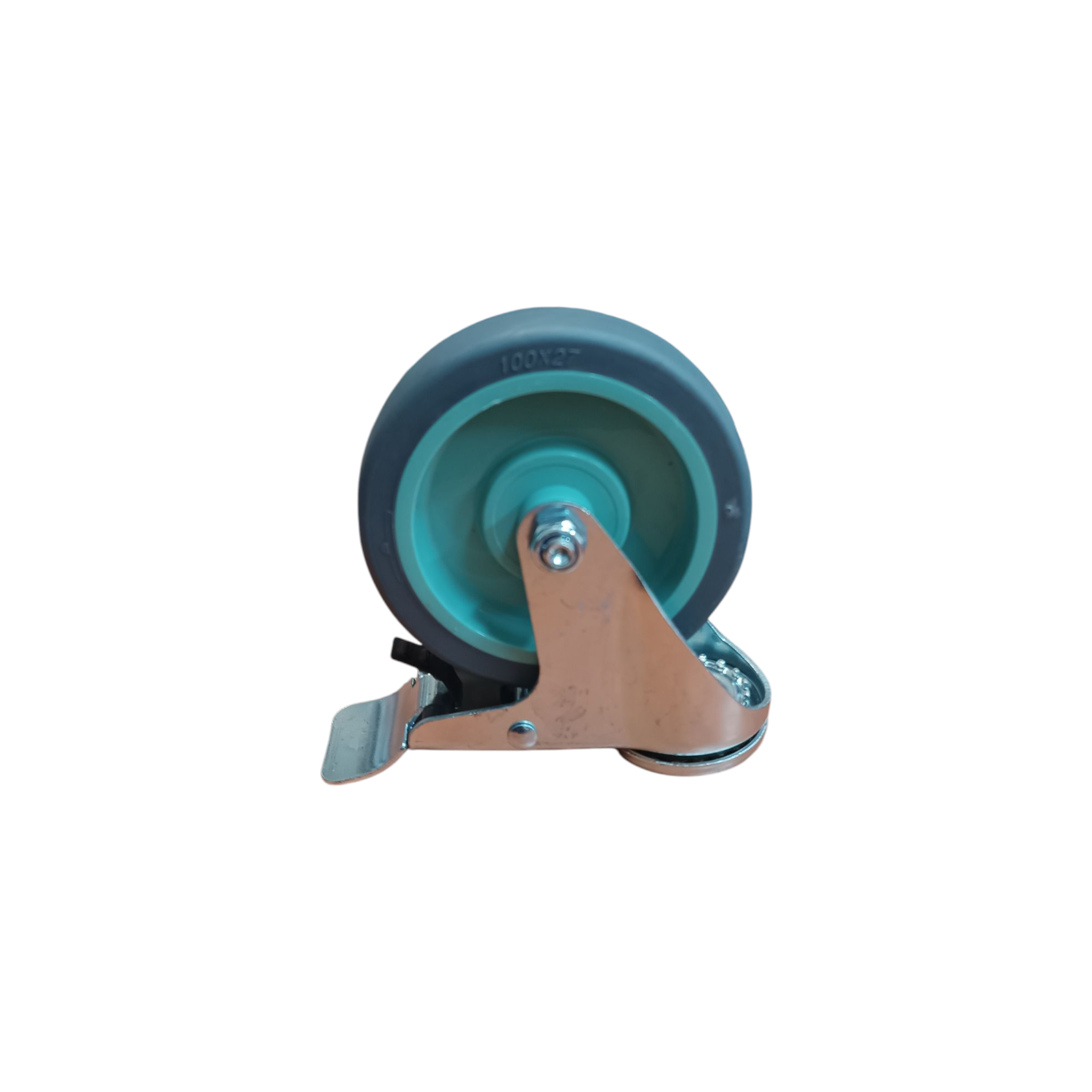 Castor Wheel 100mm Rubber Bolt Hole Plastic Brake