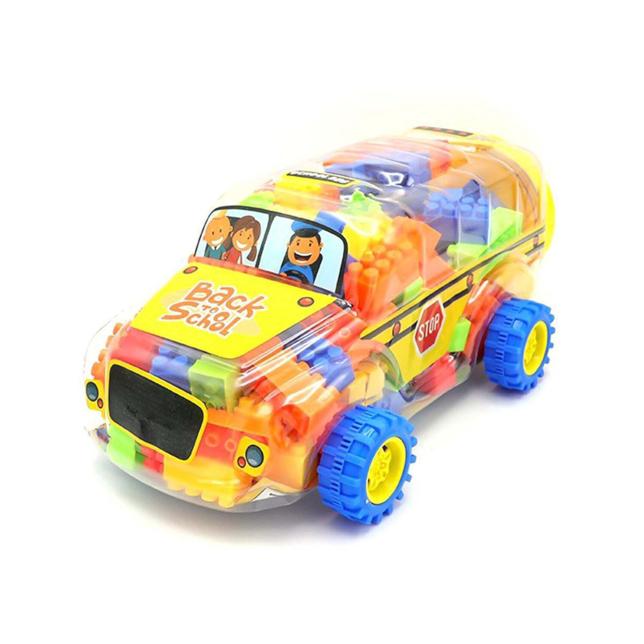 Back To School Car Shaped Container with Building Blocks