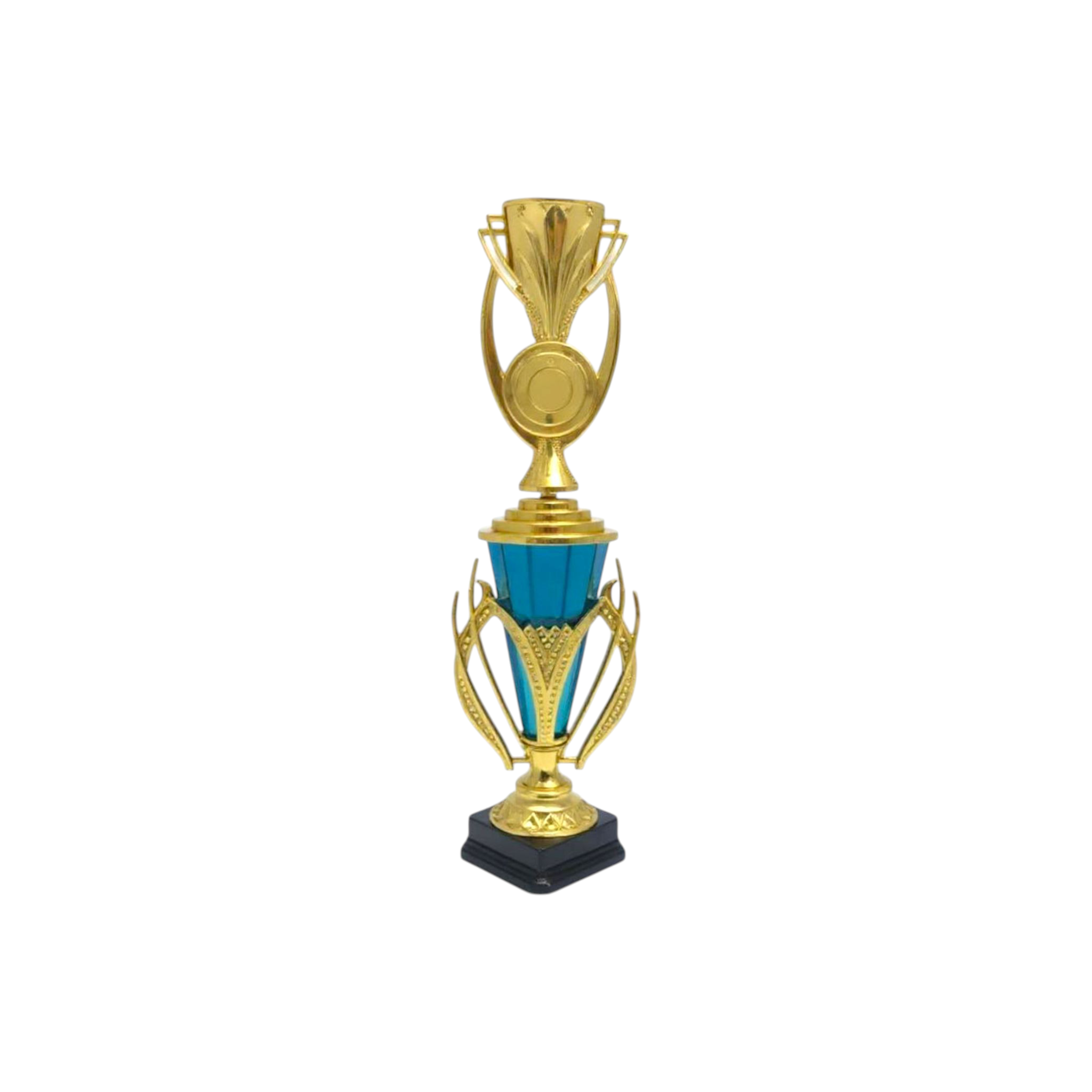 Gold and Blue Plastic Trophy Cup with Black Base 44cm