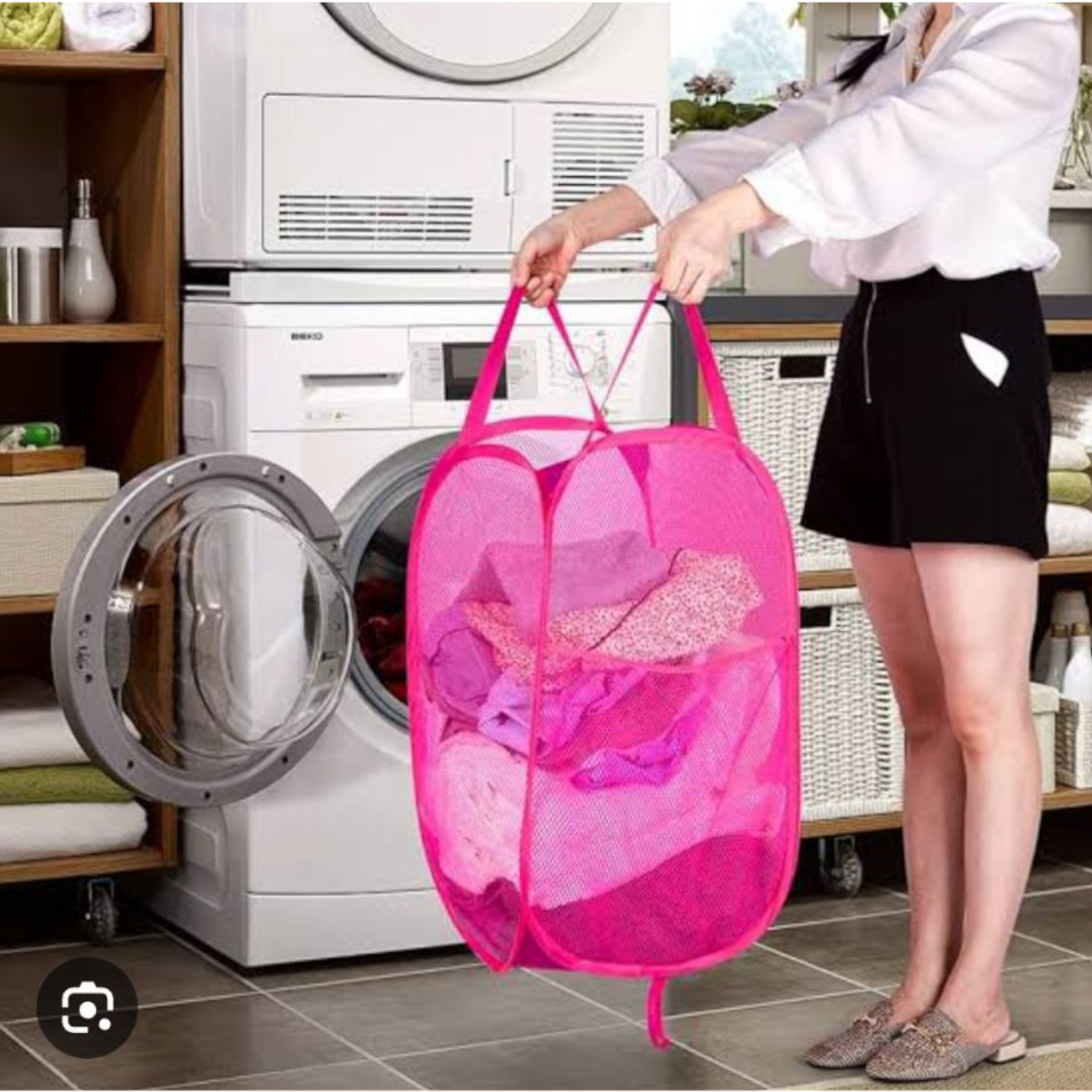 Foldable Mesh Pop-Up Laundry Basket 32x48cm