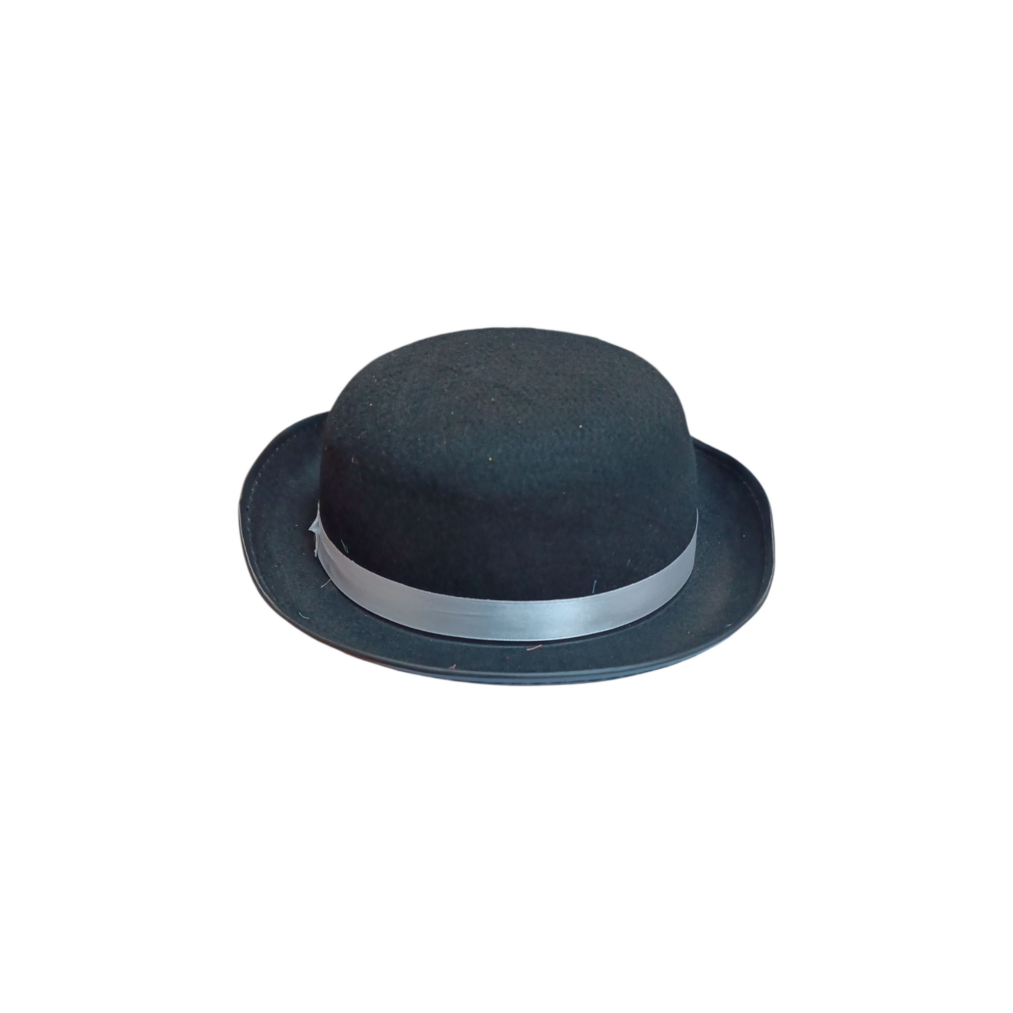 Black Bowler Hat Round With Silver Band