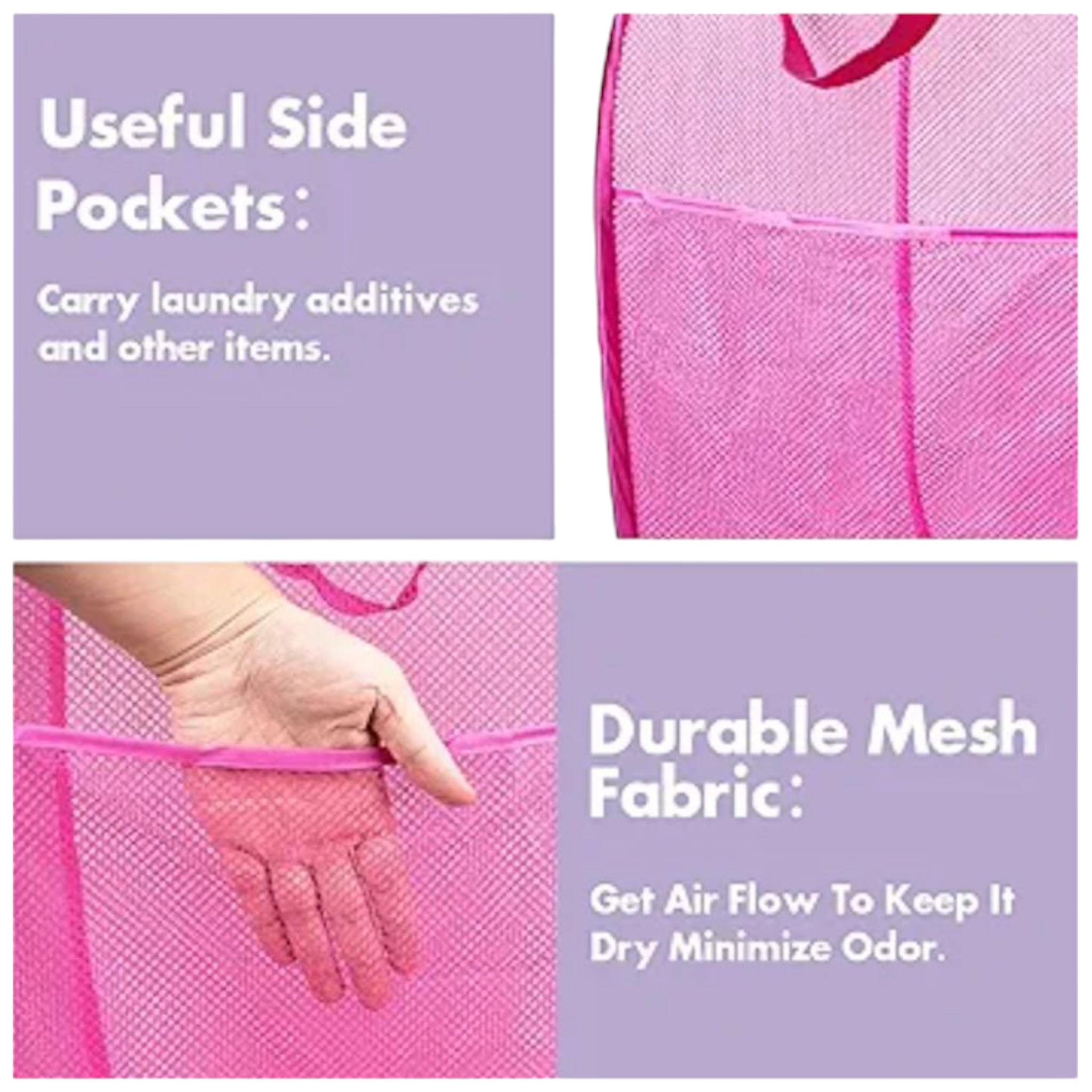 Foldable Mesh Pop-Up Laundry Basket 32x48cm