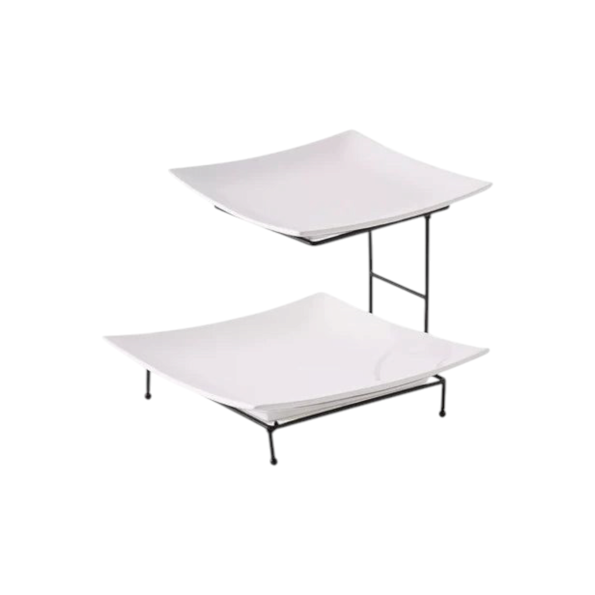 2-Tier Plate Set with Black Stand