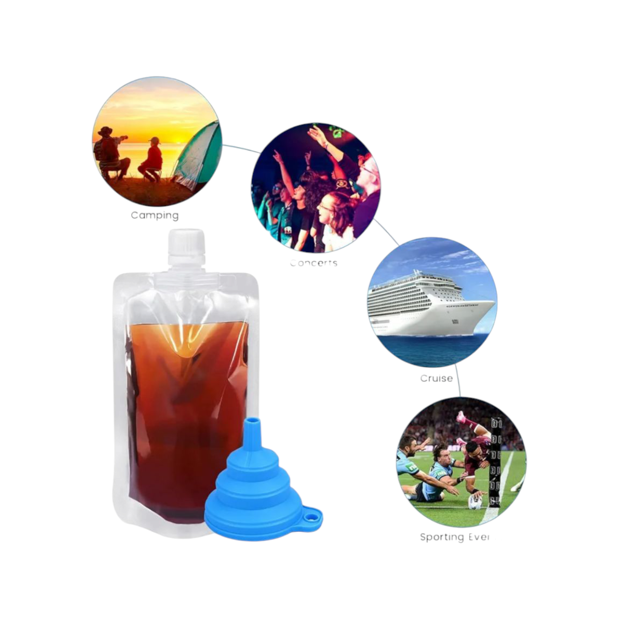 Stand-Up Drink Pouch Bag 500ml Clear with Spout  13x19x3.5cm 100mic Resealable Beverage Packaging