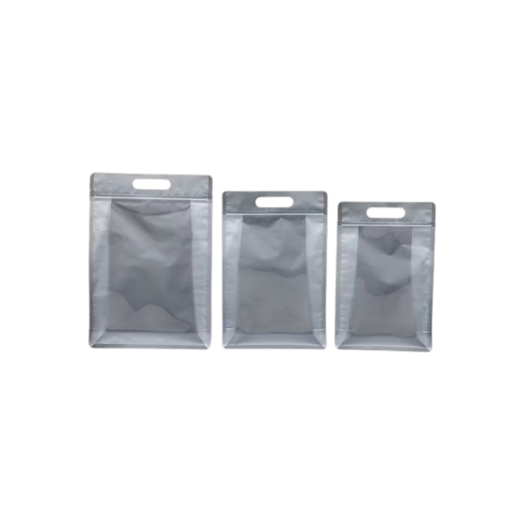 Food Grade Zip Lock Stand-Up Carry Pouch Plastic Bags Portrait Transparent with Handle Flat Bottom Gusset 10pack Resealable