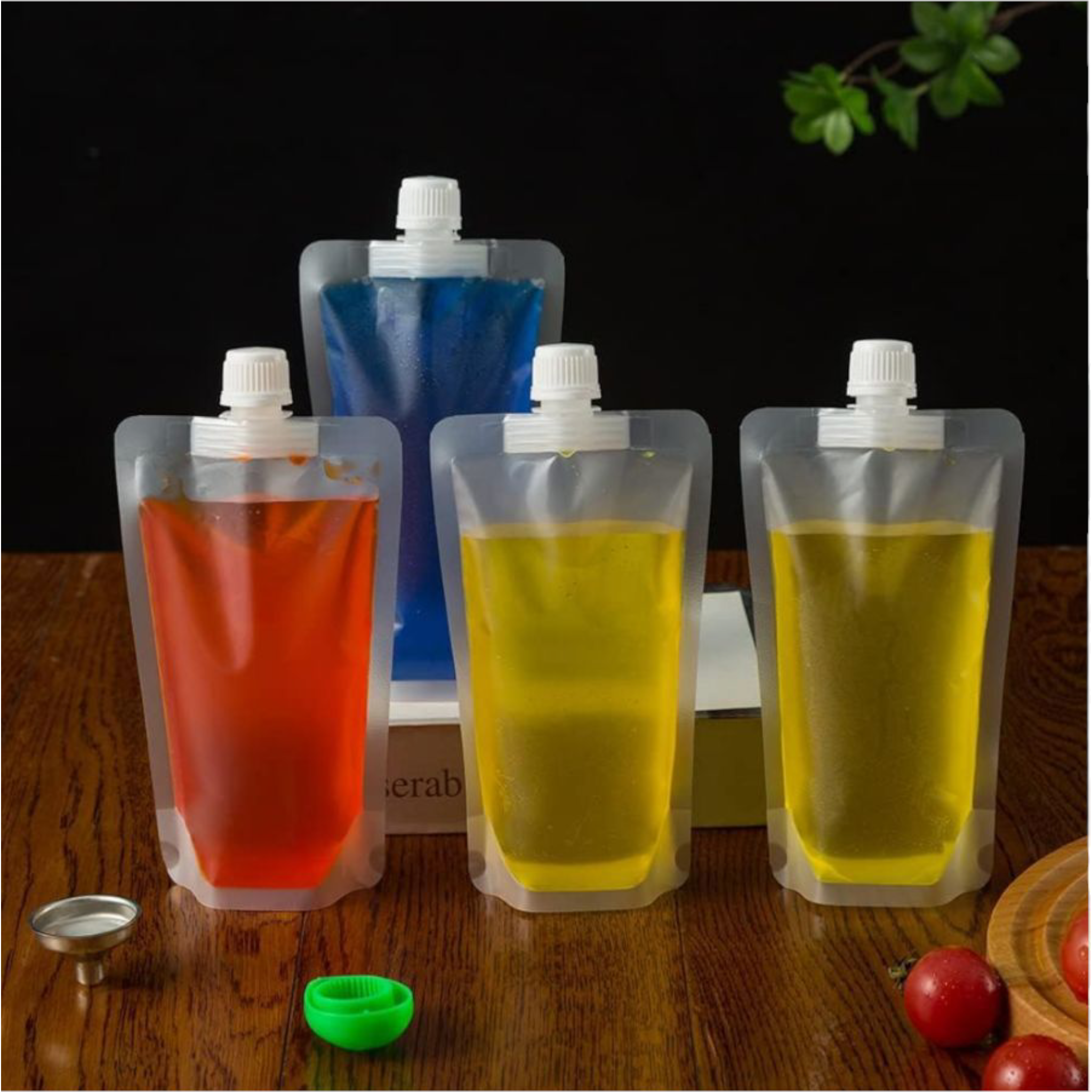Stand-Up Drink Pouch Bag 500ml Clear with Spout  13x19x3.5cm 100mic Resealable Beverage Packaging