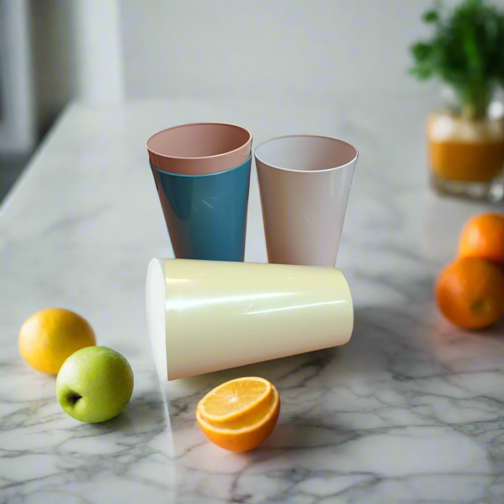 Pastel Picnic Plastic Tumbler Cups 8x12.5cm 4pc Set 290ml