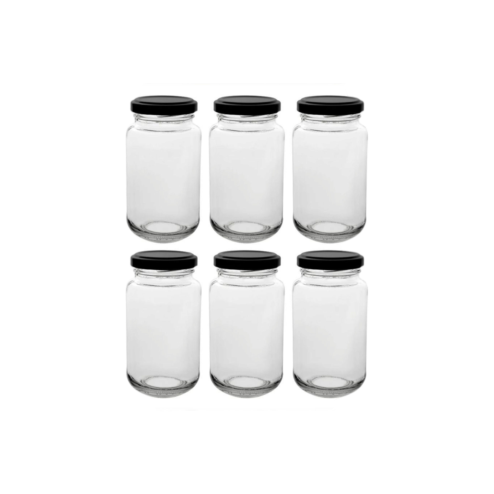 Consol Sheer Storage Jar 250ml  with Black Lid 6pack