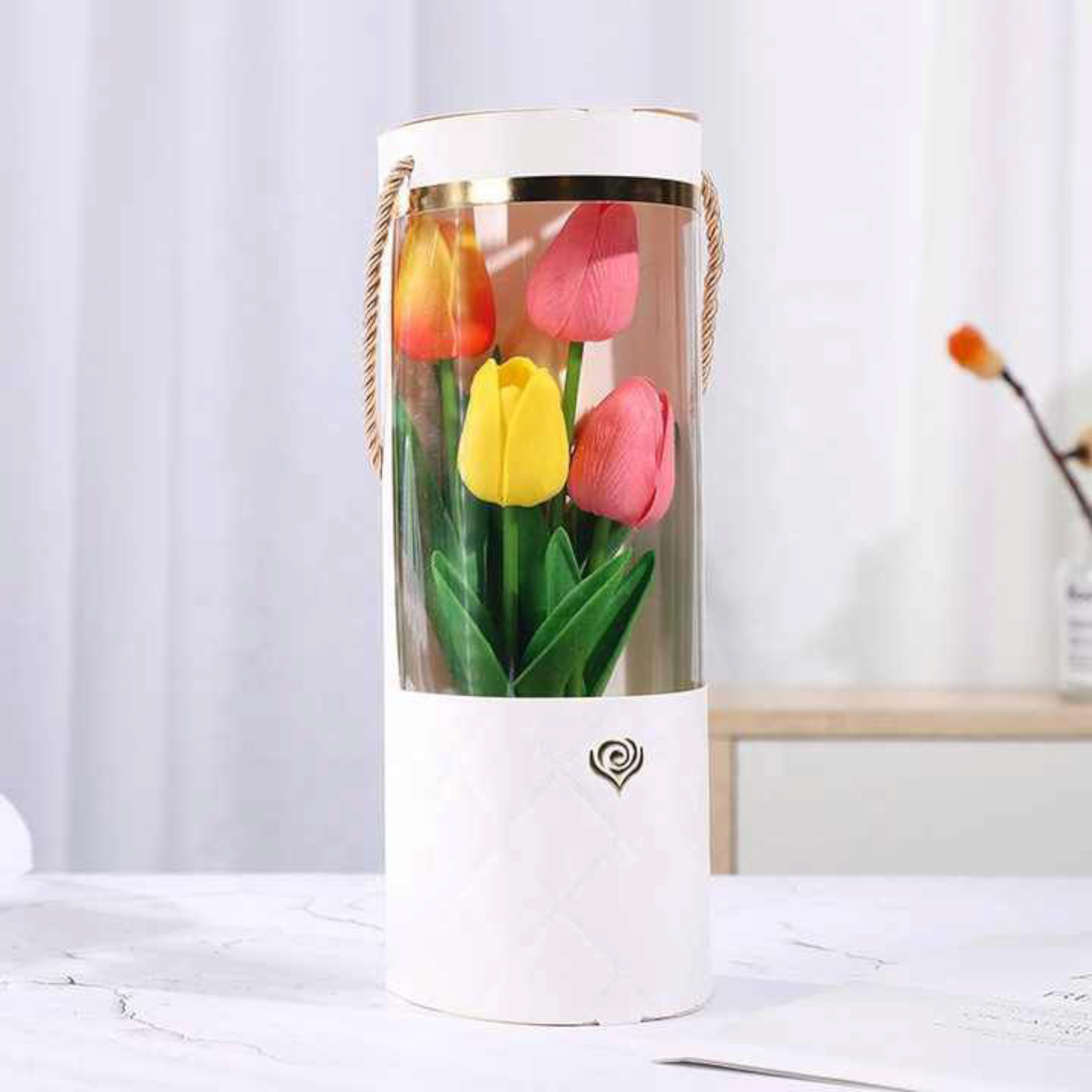 Florist Gift Tube Box with Transparent PVC Window 10x5x27.5cm 1pc