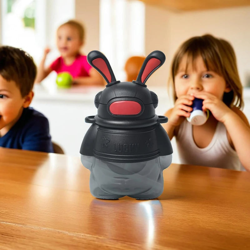 750ml Space Rabbit Cartoon Sports Water Bottle with Anti Drop Straw