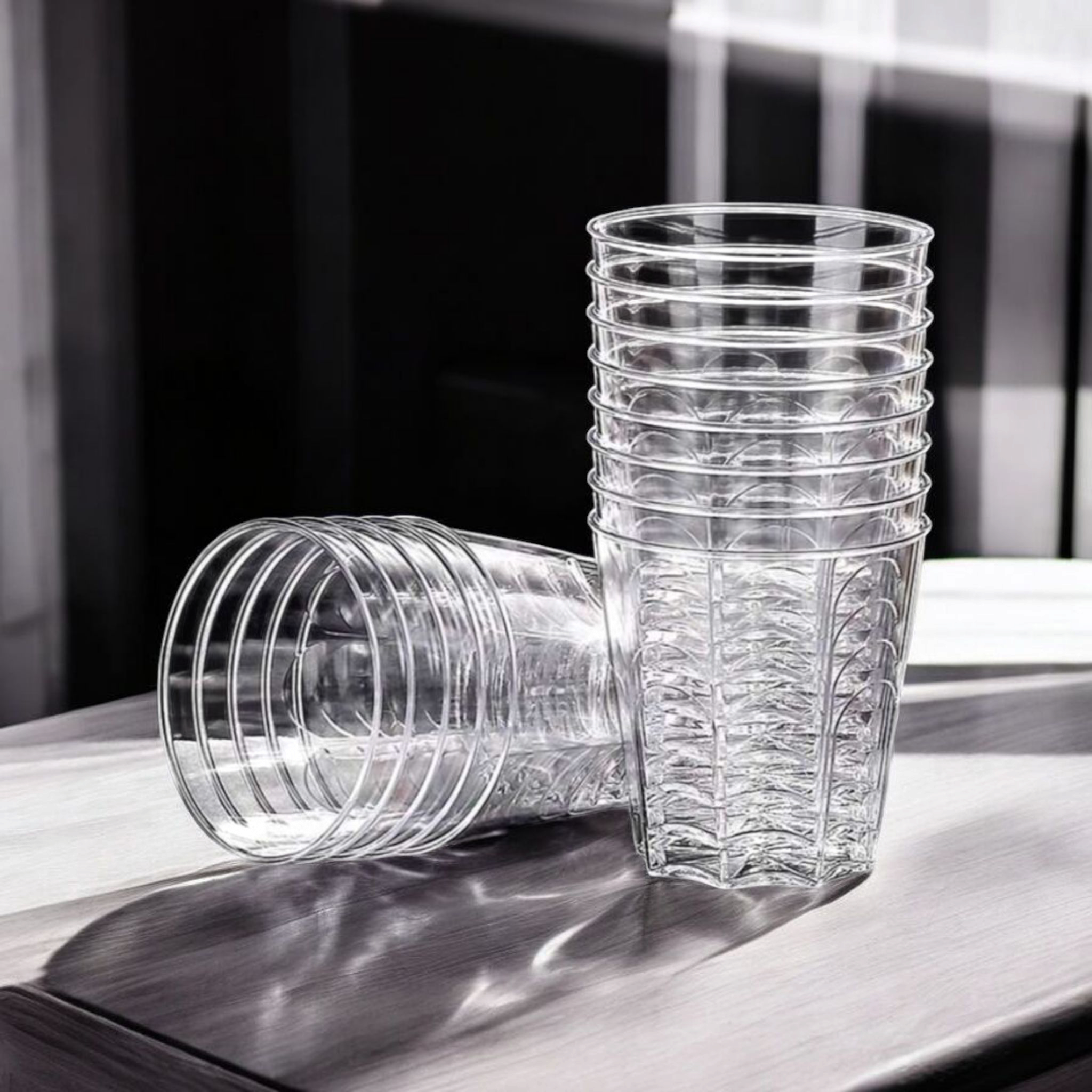 Acrylic Plastic Faceted Reusable Dessert/ Drinking Cups 200ml 10pack