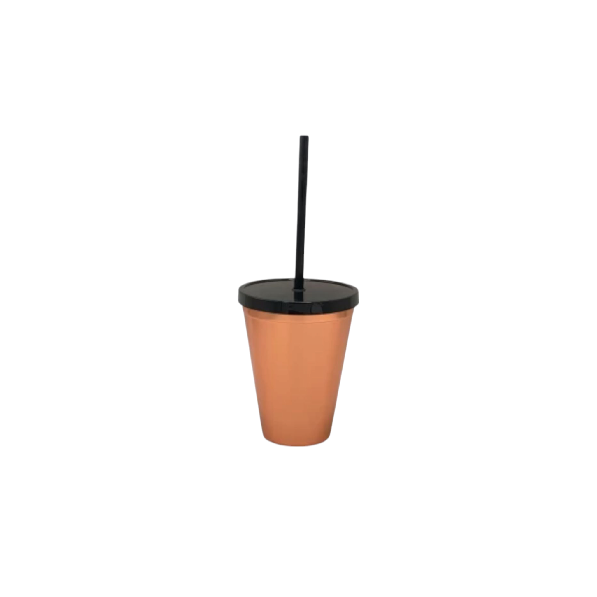 Reusable Plain Shiny Plastic Tumbler with Lid & Straw 9x12cm