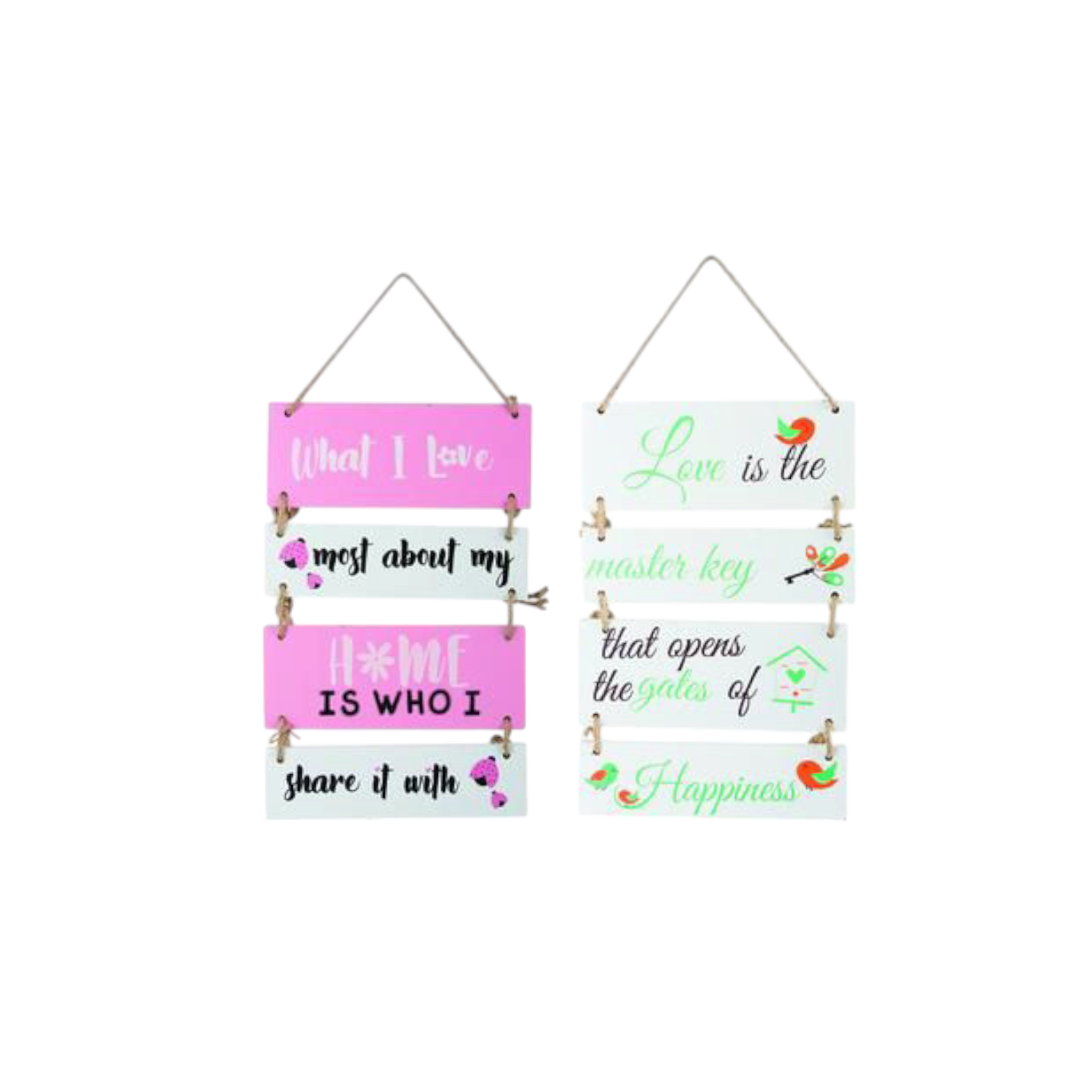 Decorative Plaques Mdf Signs with Rope Assorted