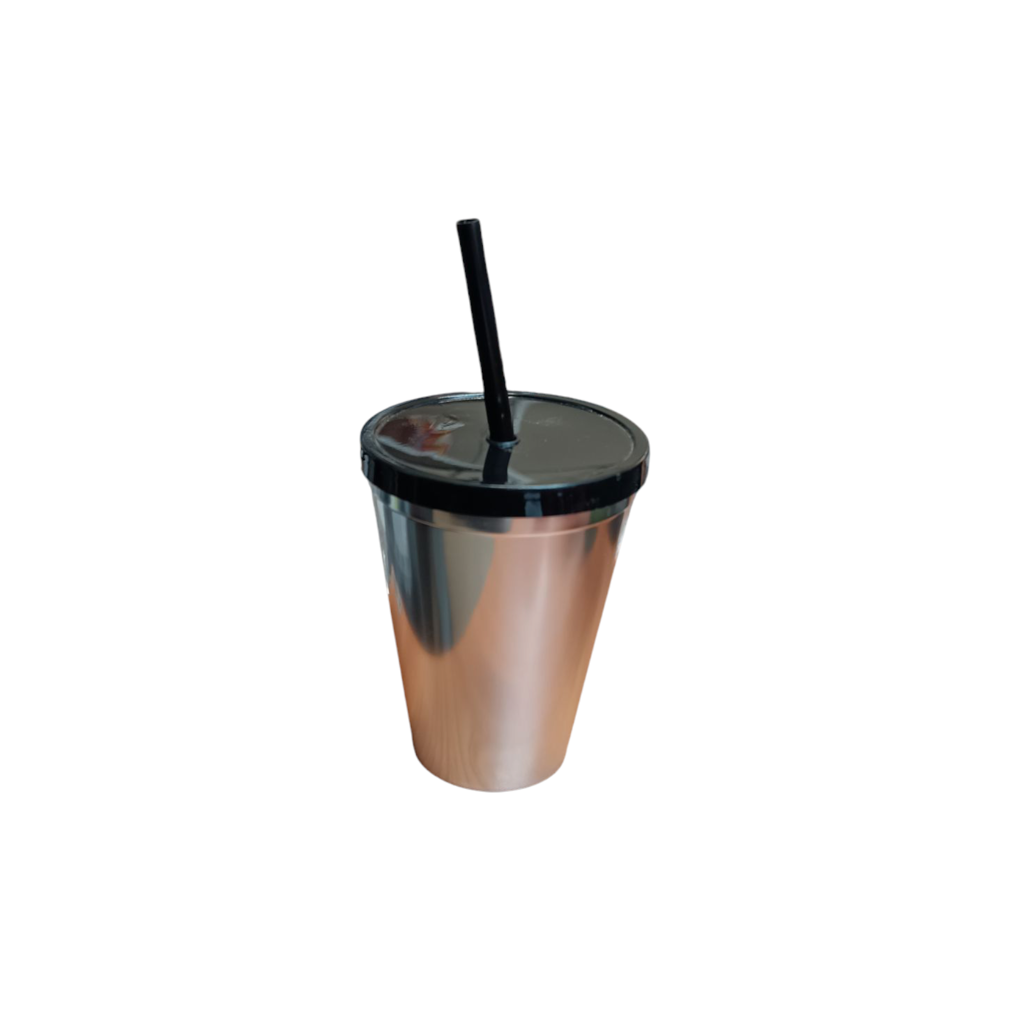 420ml Reusable Metallic Drinking Cup Tumbler with Lid & Straw